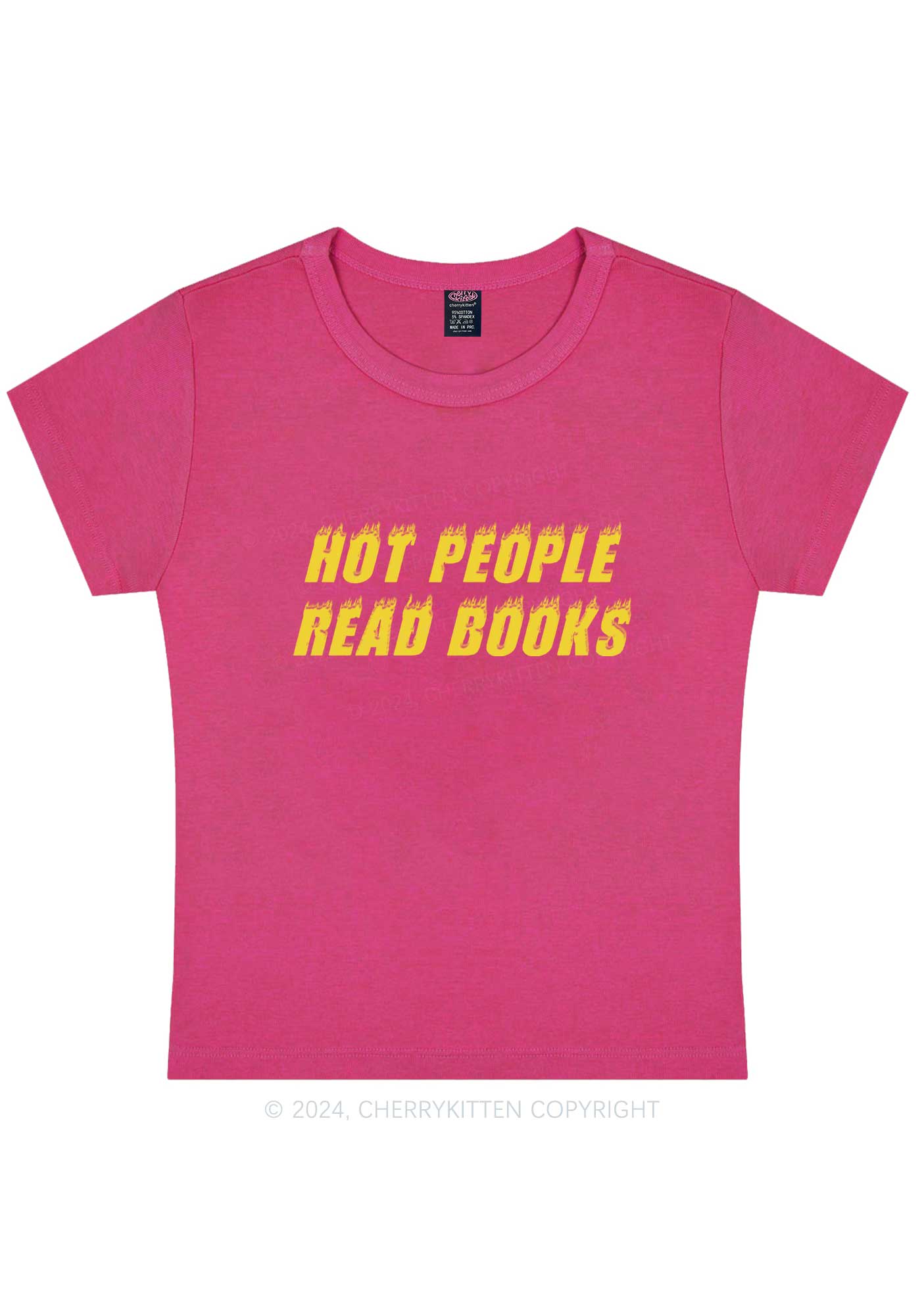 Curvy Hot People Read Books Y2K Baby Tee Cherrykitten - Image 4