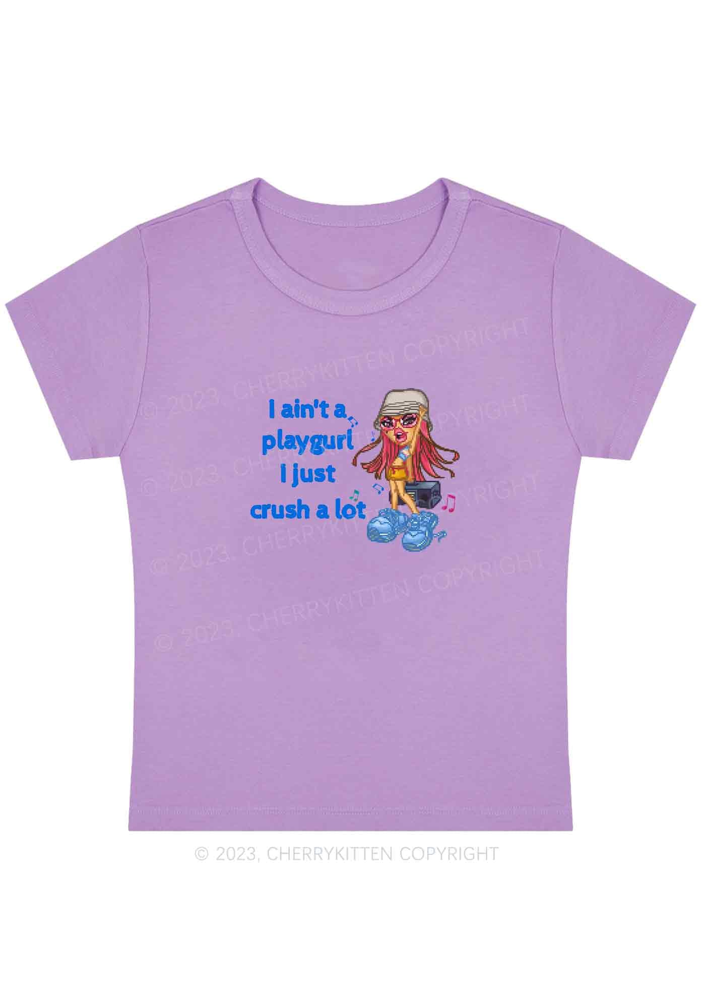 Curvy I Ain't A Playgurl I Just Crush A lot Y2K Baby Tee Cherrykitten - Image 4
