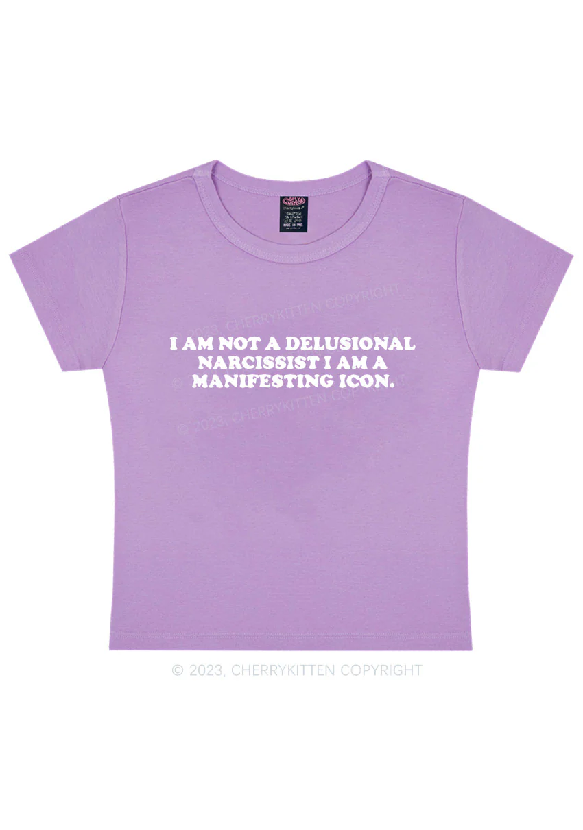 Curvy I Am Not A Delusional Narcissist Y2K Baby Tee Cherrykitten - Image 4