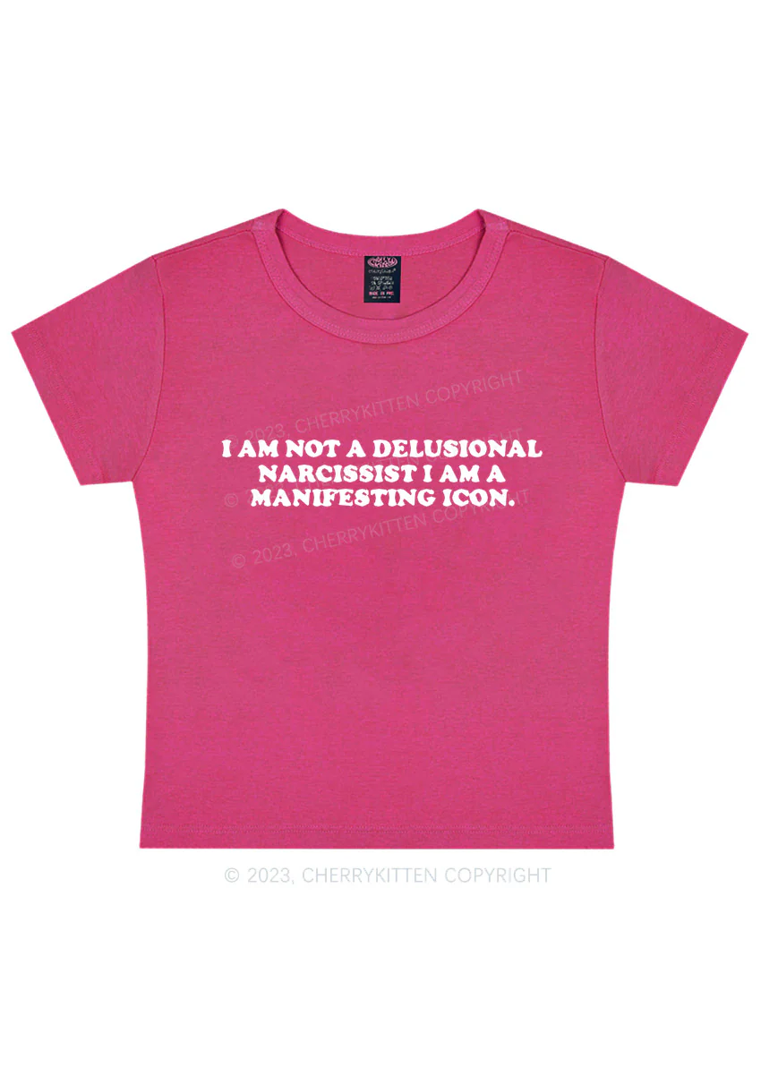 Curvy I Am Not A Delusional Narcissist Y2K Baby Tee Cherrykitten - Image 5