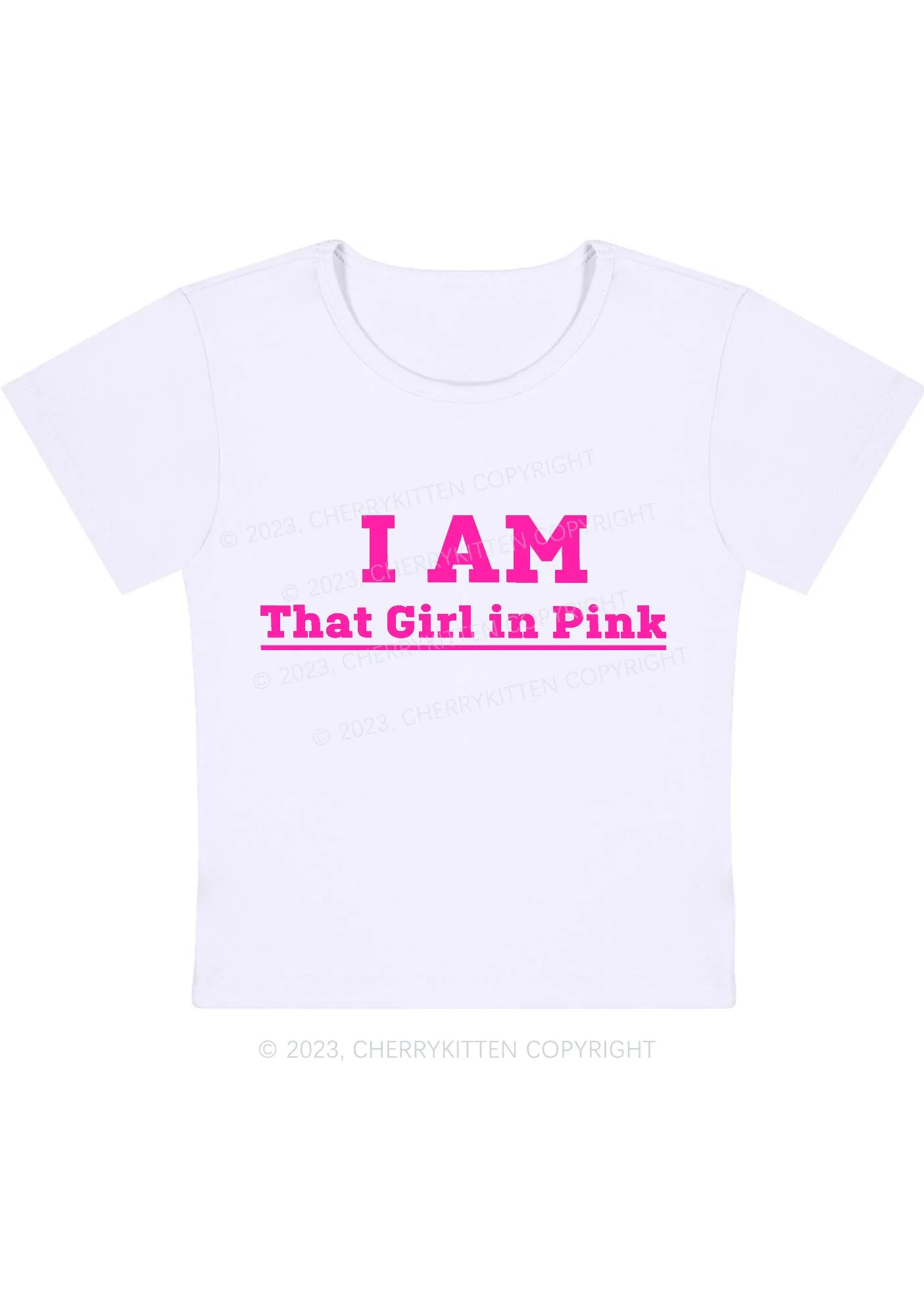 Curvy I Am That Girl In Pink Baby Tee Cherrykitten - Image 2