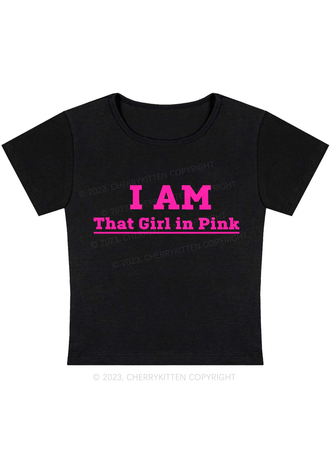 Curvy I Am That Girl In Pink Baby Tee Cherrykitten - Image 3