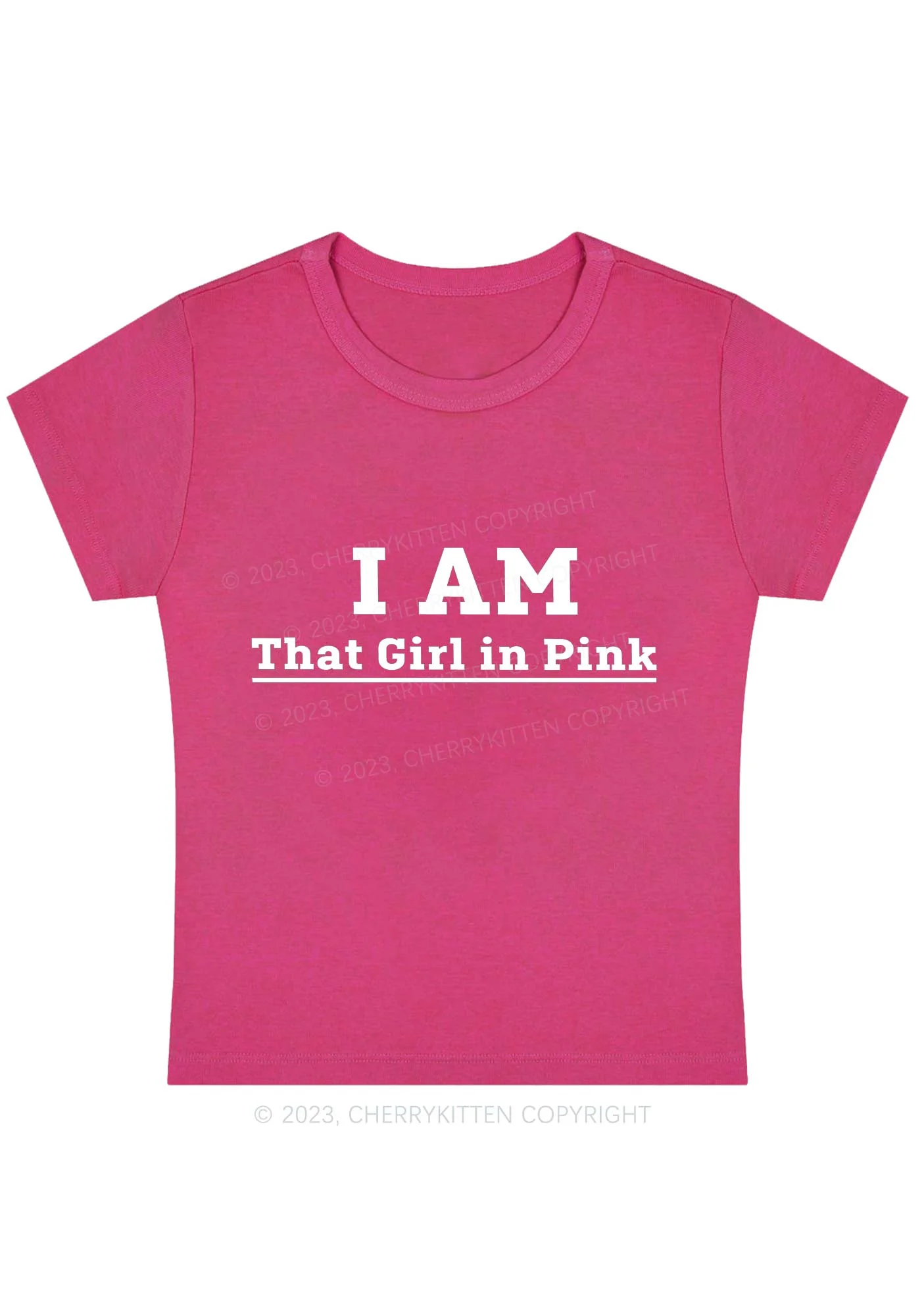 Curvy I Am That Girl In Pink Baby Tee Cherrykitten - Image 5