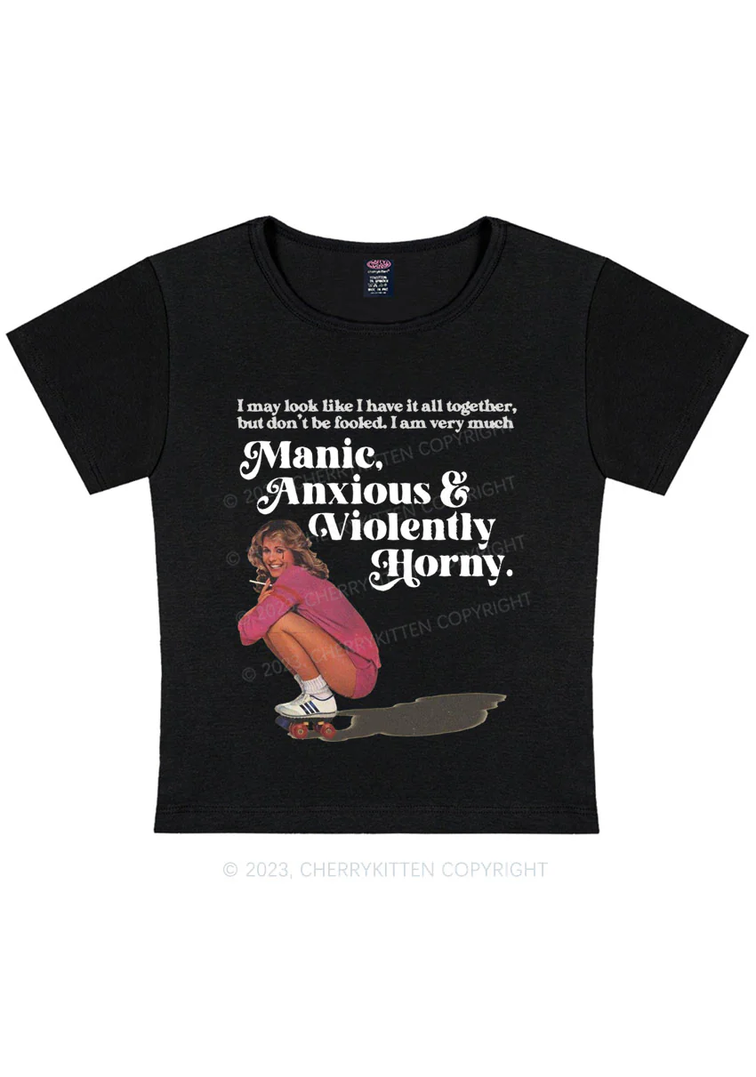 Curvy I Am Very Manic Anxious Violently Y2K Baby Tee Cherrykitten - Image 2