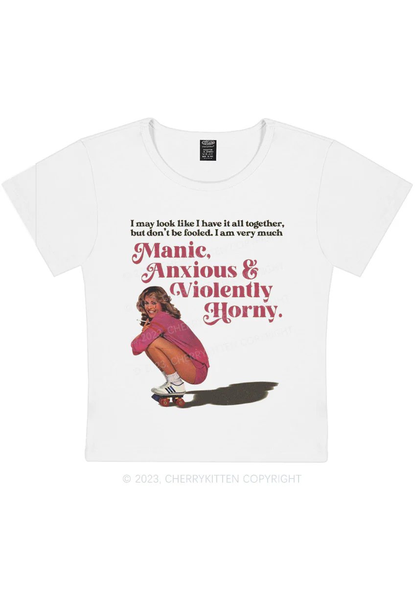 Curvy I Am Very Manic Anxious Violently Y2K Baby Tee Cherrykitten - Image 3