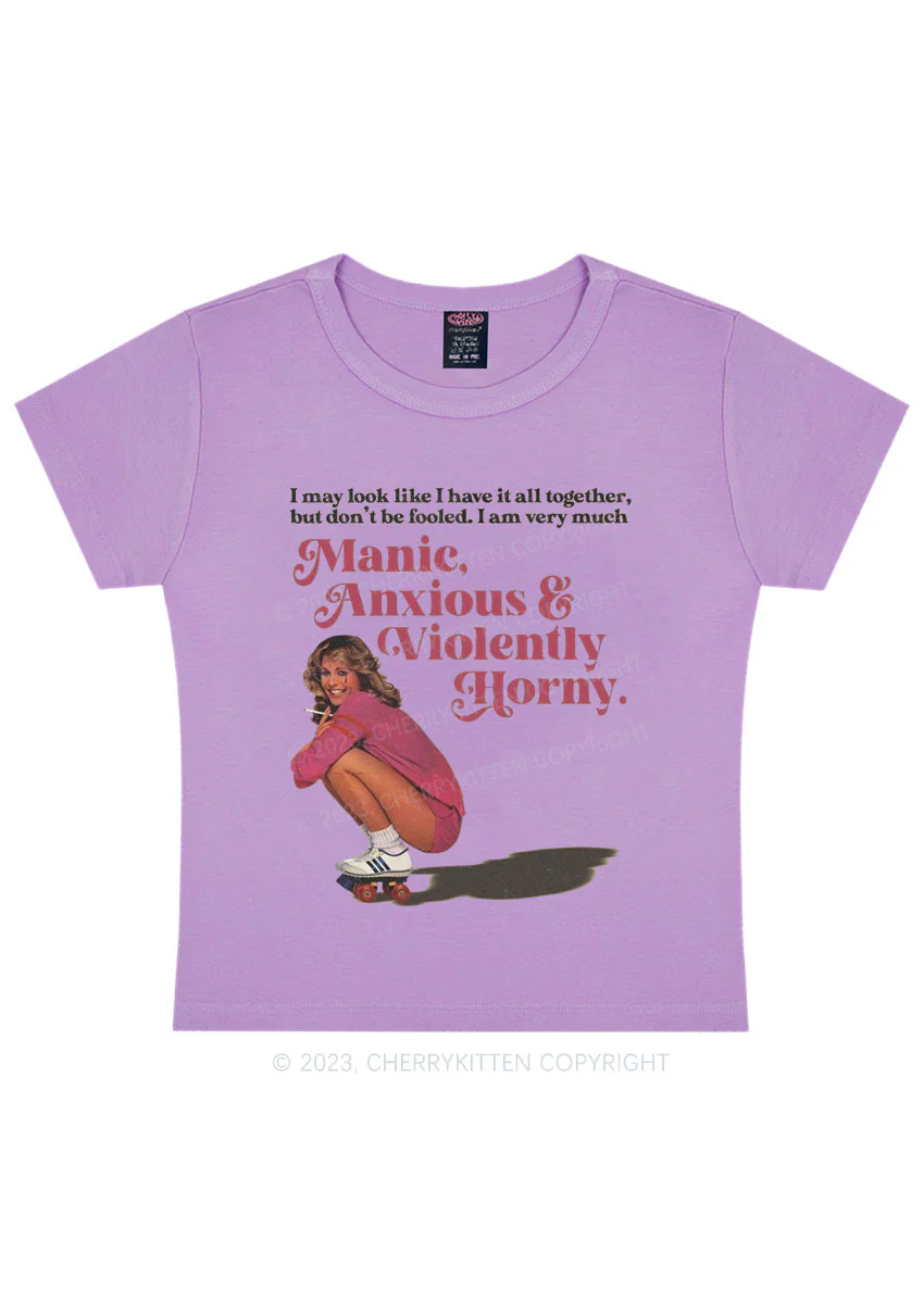 Curvy I Am Very Manic Anxious Violently Y2K Baby Tee Cherrykitten - Image 4
