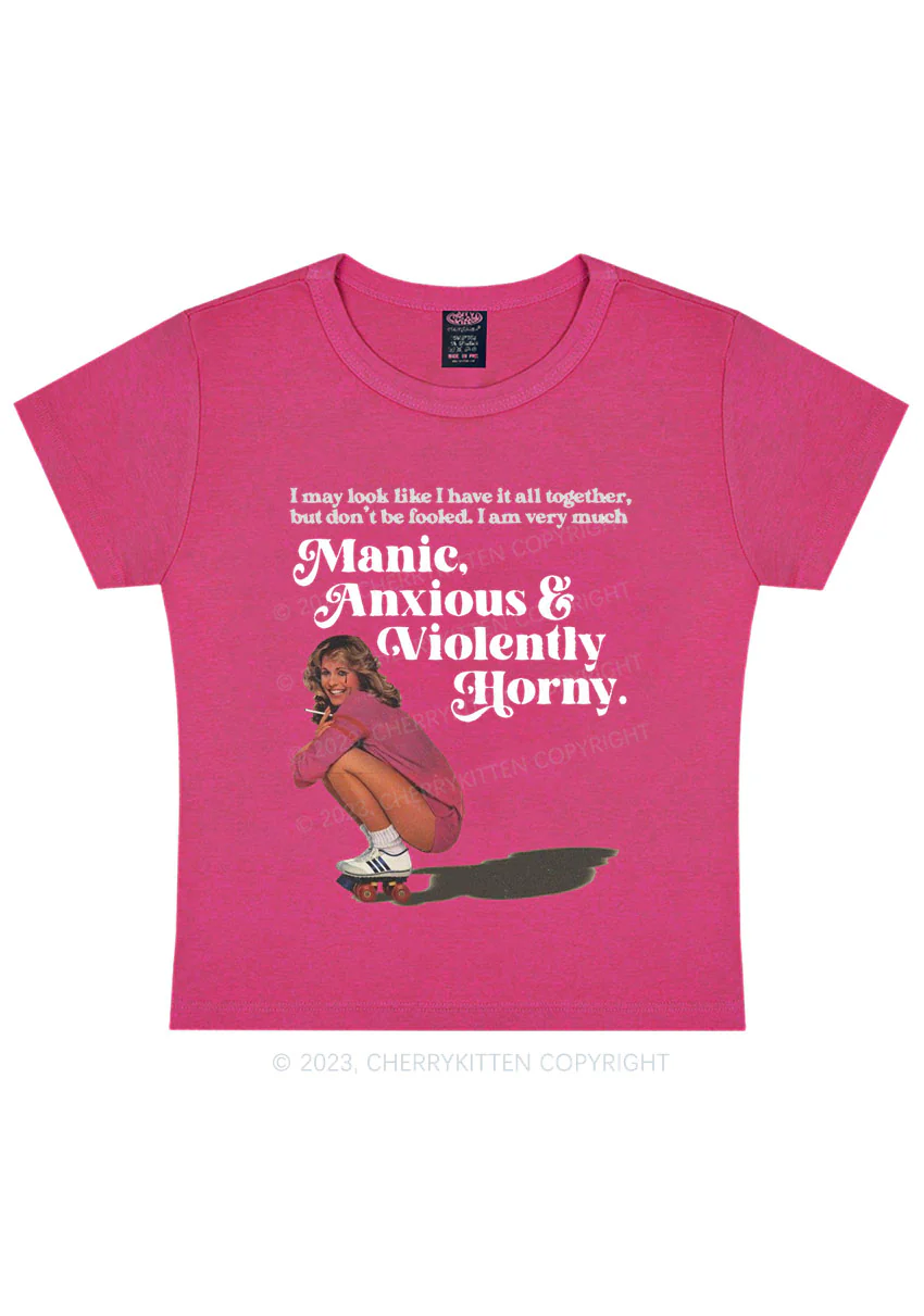 Curvy I Am Very Manic Anxious Violently Y2K Baby Tee Cherrykitten - Image 5