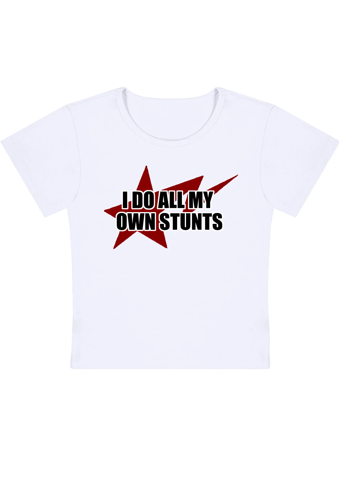 Curvy I Do All My Own Stunts Baby Tee - Image 3