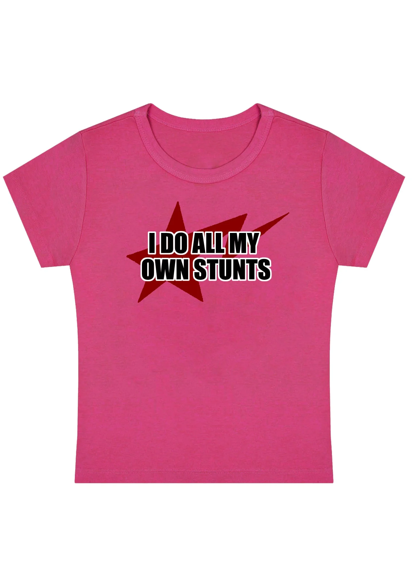 Curvy I Do All My Own Stunts Baby Tee - Image 4