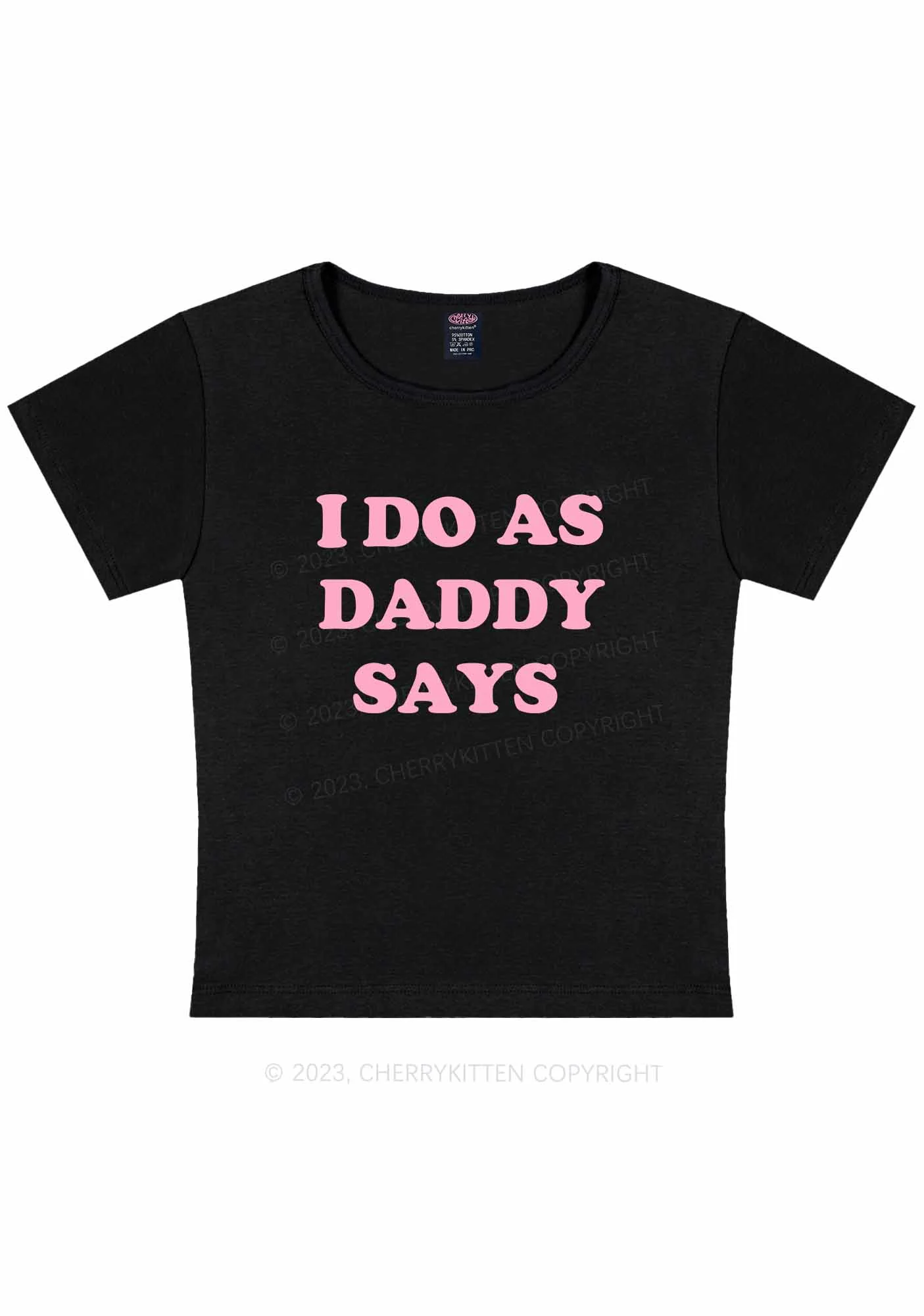 Curvy I Do As Daddy Says Y2K Baby Tee Cherrykitten - Image 3