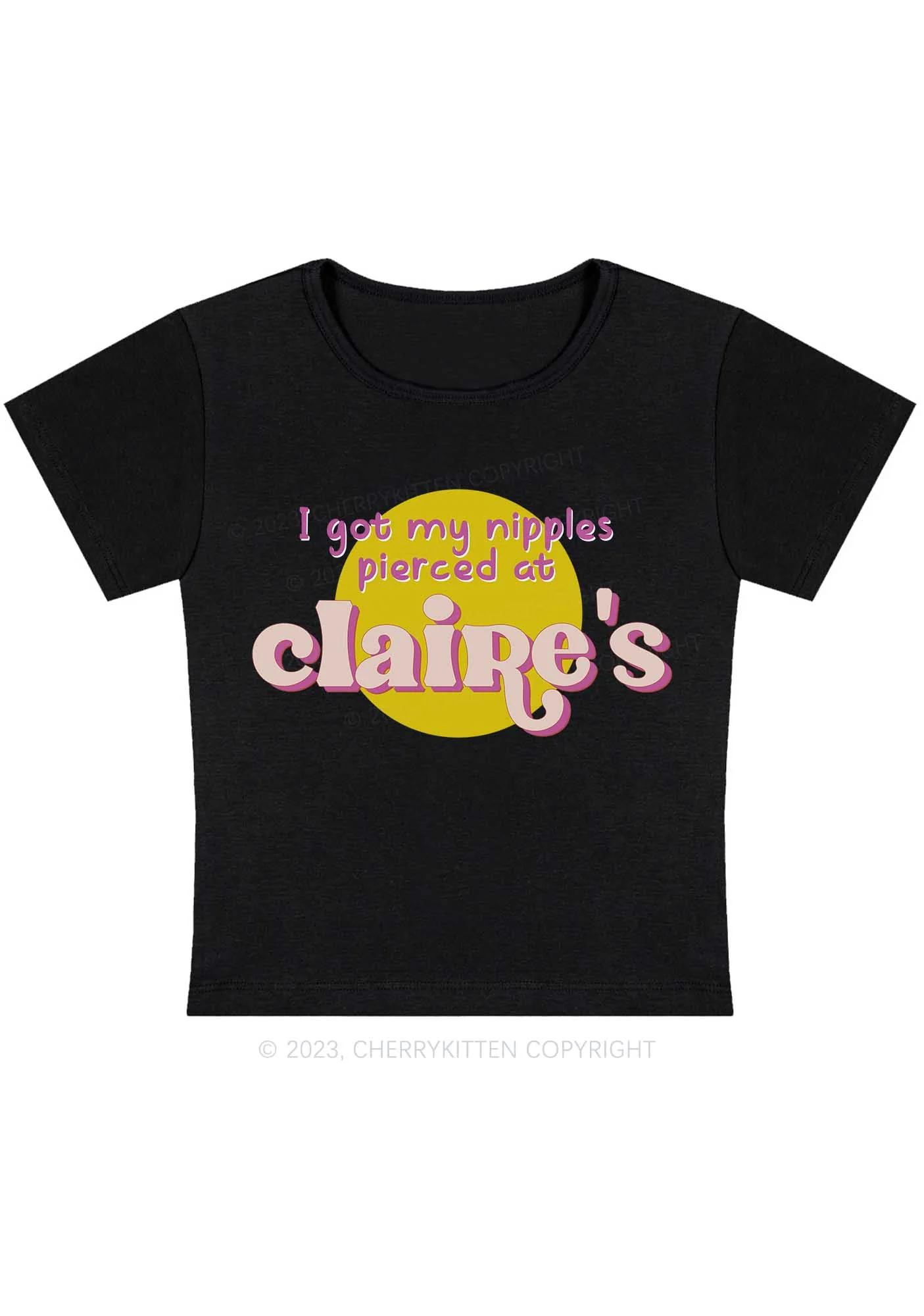 Curvy I Got Pierced At Claire's Baby Tee Cherrykitten - Image 2