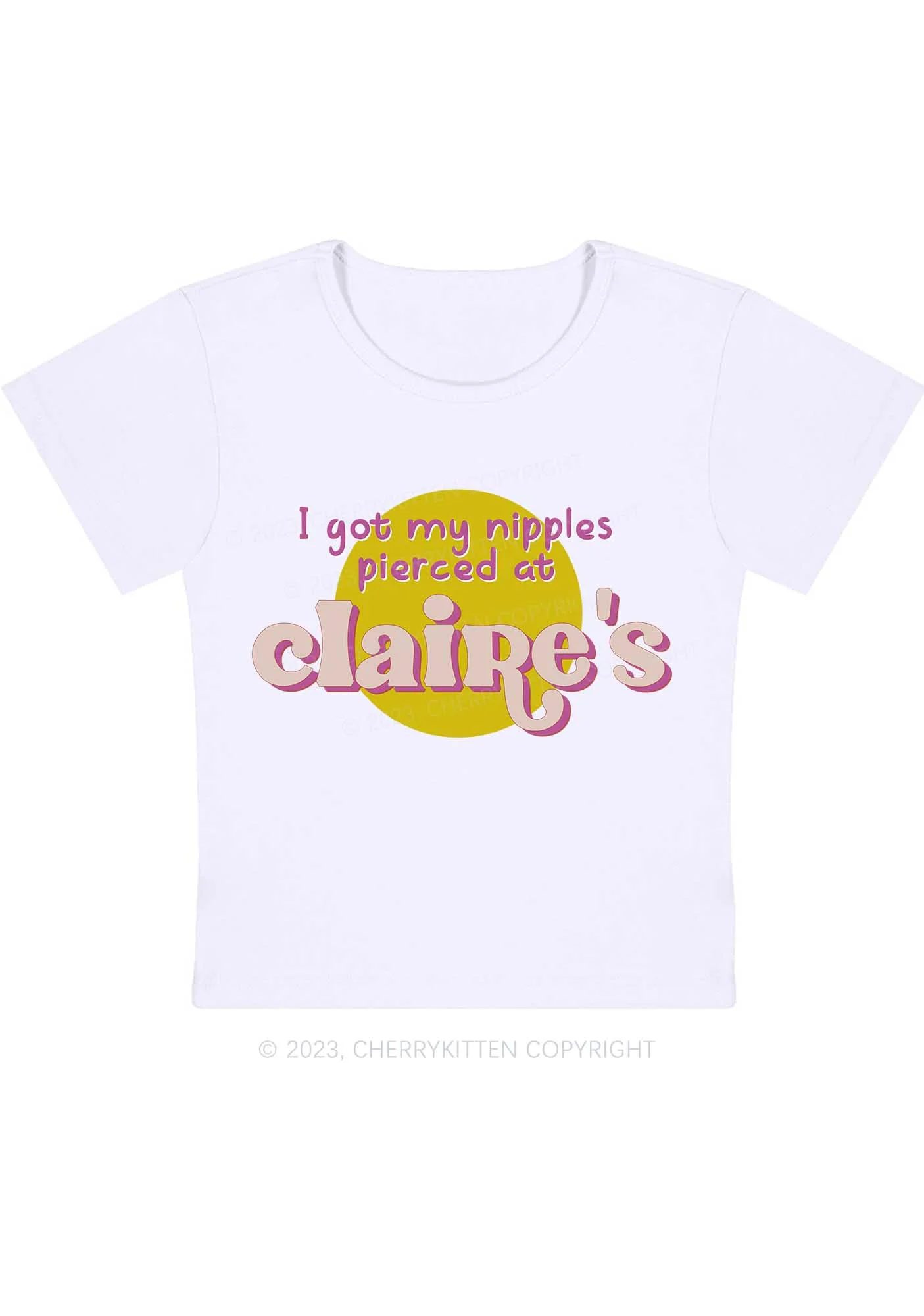 Curvy I Got Pierced At Claire's Baby Tee Cherrykitten - Image 3