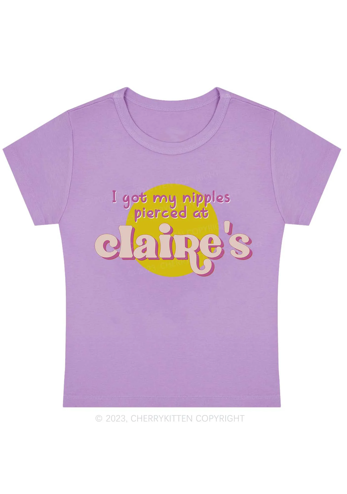 Curvy I Got Pierced At Claire's Baby Tee Cherrykitten - Image 4