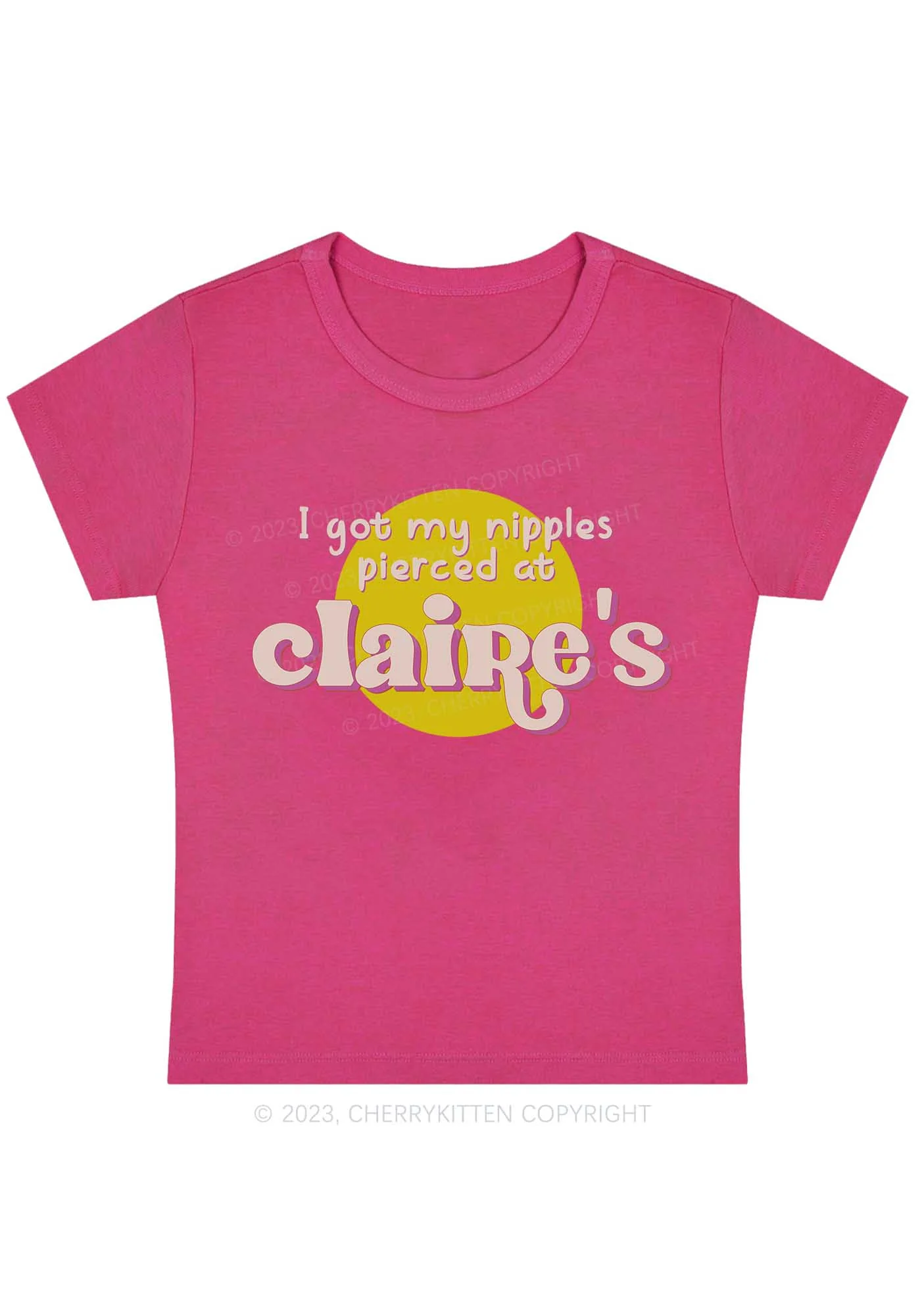 Curvy I Got Pierced At Claire's Baby Tee Cherrykitten - Image 5