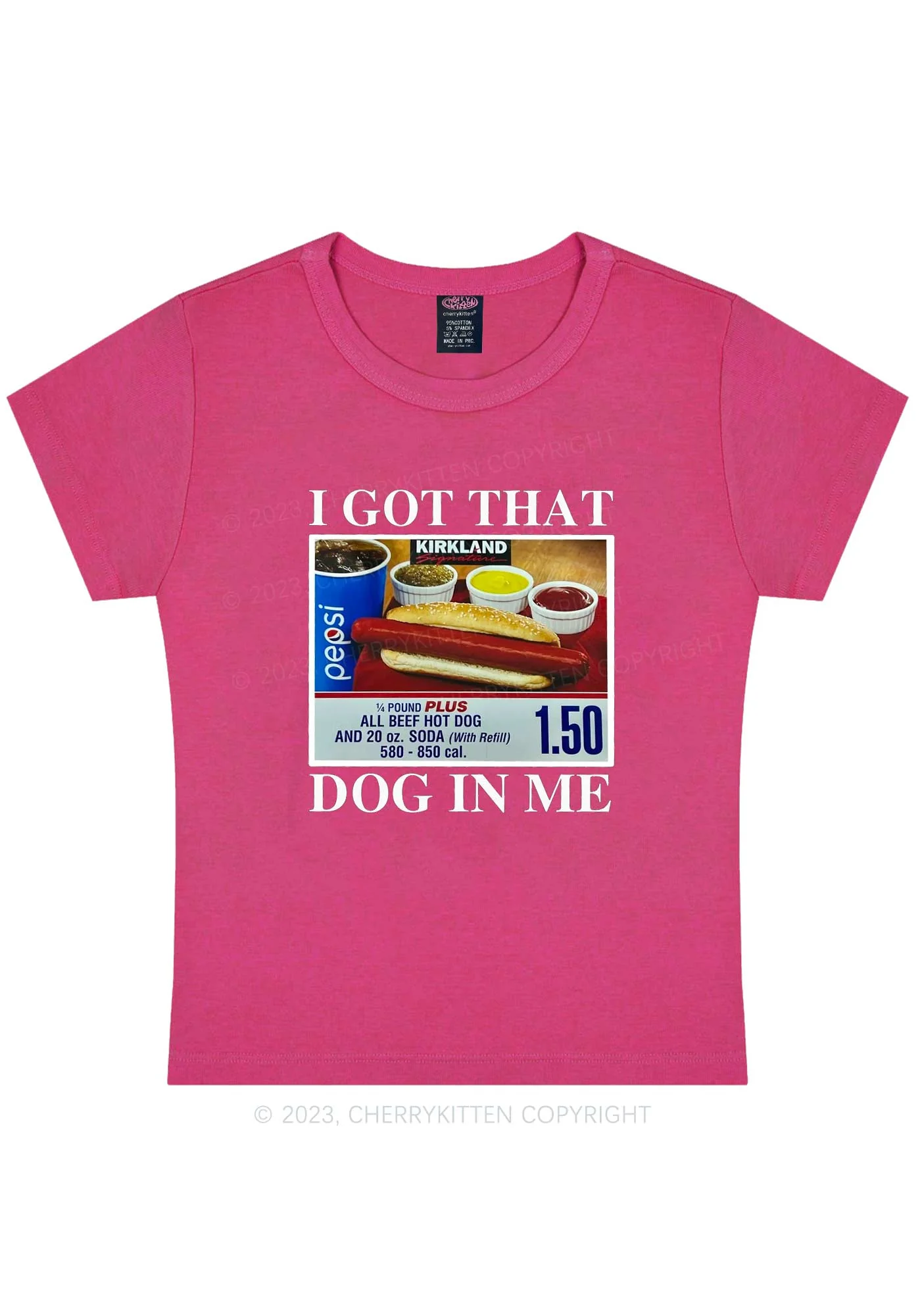 Curvy I Got That Hot Dog In Me Y2K Baby Tee Cherrykitten - Image 2