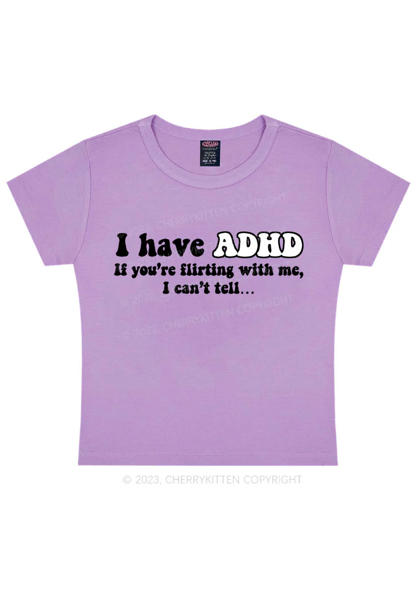 Curvy I have ADHD If You’re Flirting With Me Y2K Baby Tee Cherrykitten - Image 4