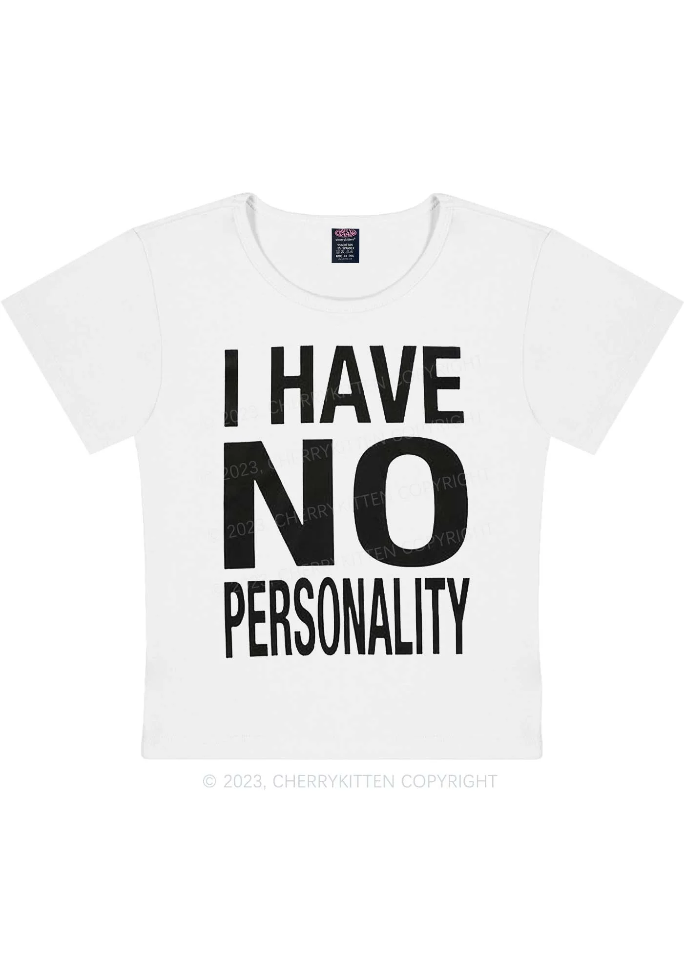 Curvy I Have No Personality Y2K Baby Tee Cherrykitten - Image 2
