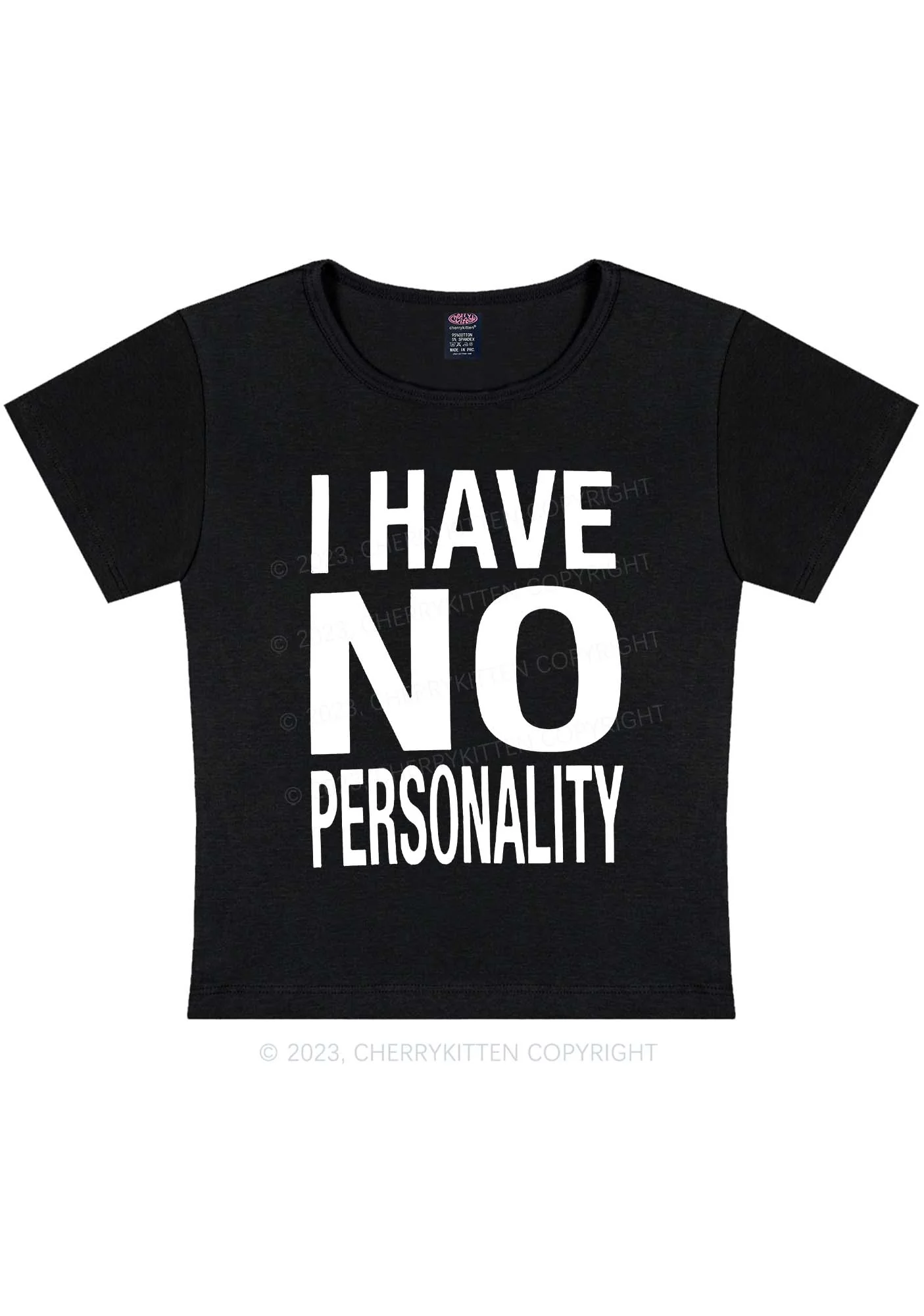 Curvy I Have No Personality Y2K Baby Tee Cherrykitten - Image 3
