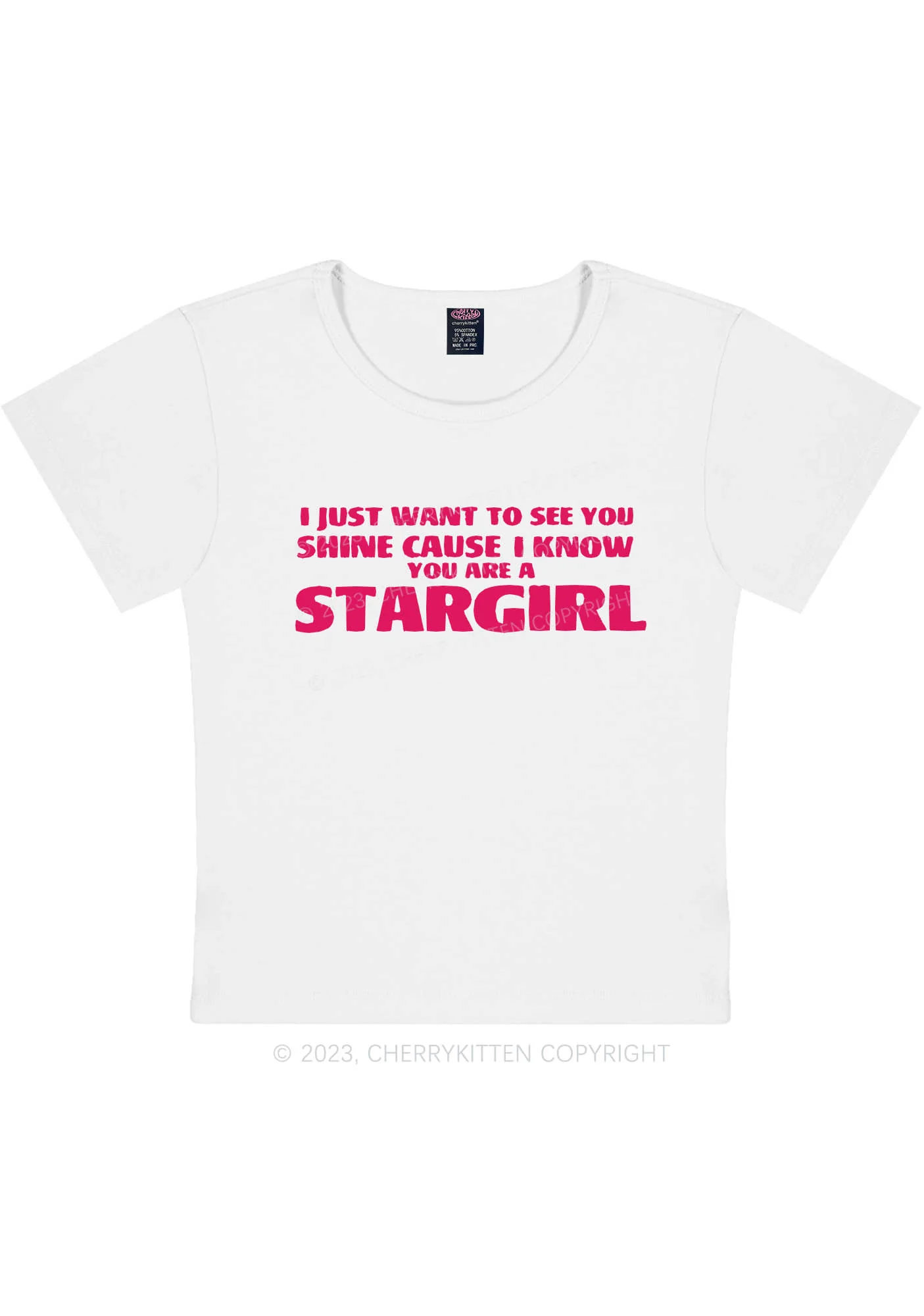 Curvy I Know You Are A Stargirl Y2K Baby Tee Cherrykitten - Image 2