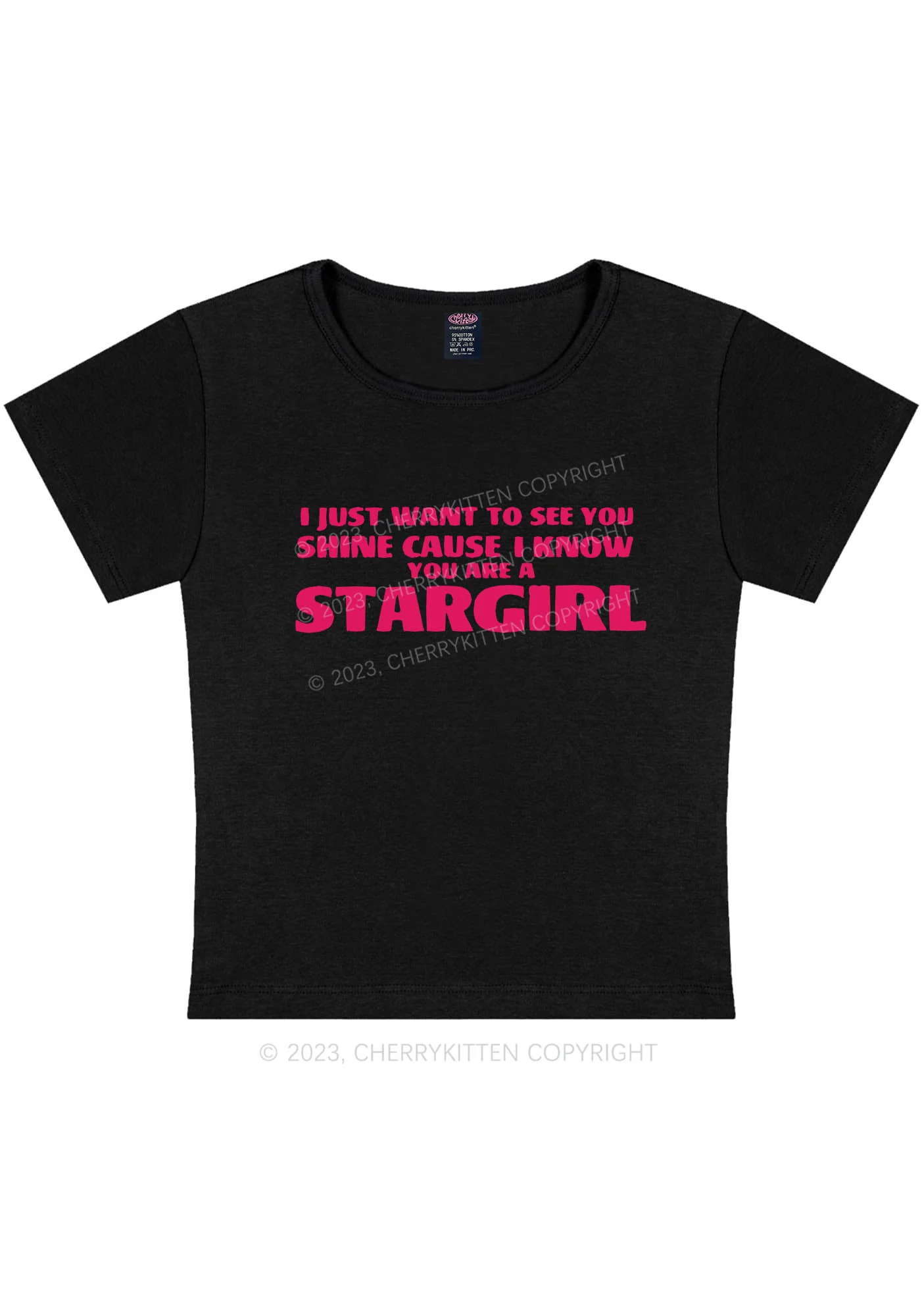 Curvy I Know You Are A Stargirl Y2K Baby Tee Cherrykitten - Image 3