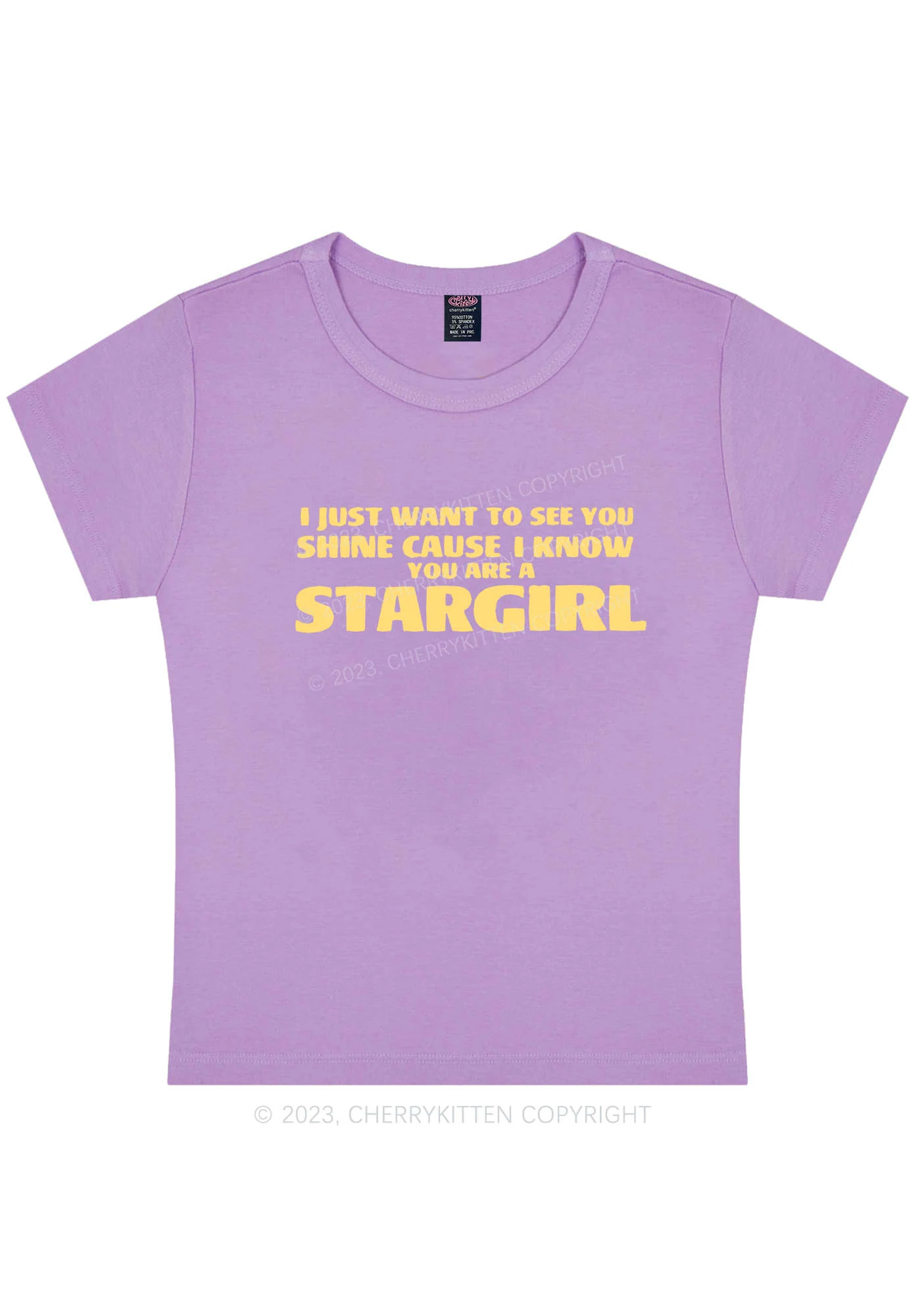 Curvy I Know You Are A Stargirl Y2K Baby Tee Cherrykitten - Image 4