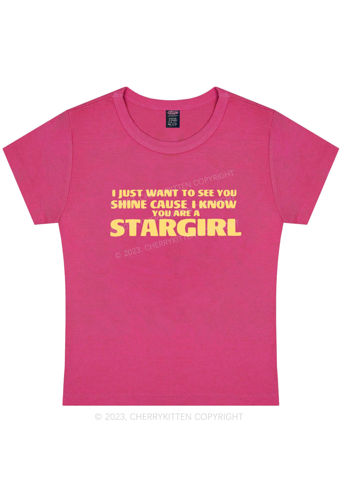 Curvy I Know You Are A Stargirl Y2K Baby Tee Cherrykitten - Image 5