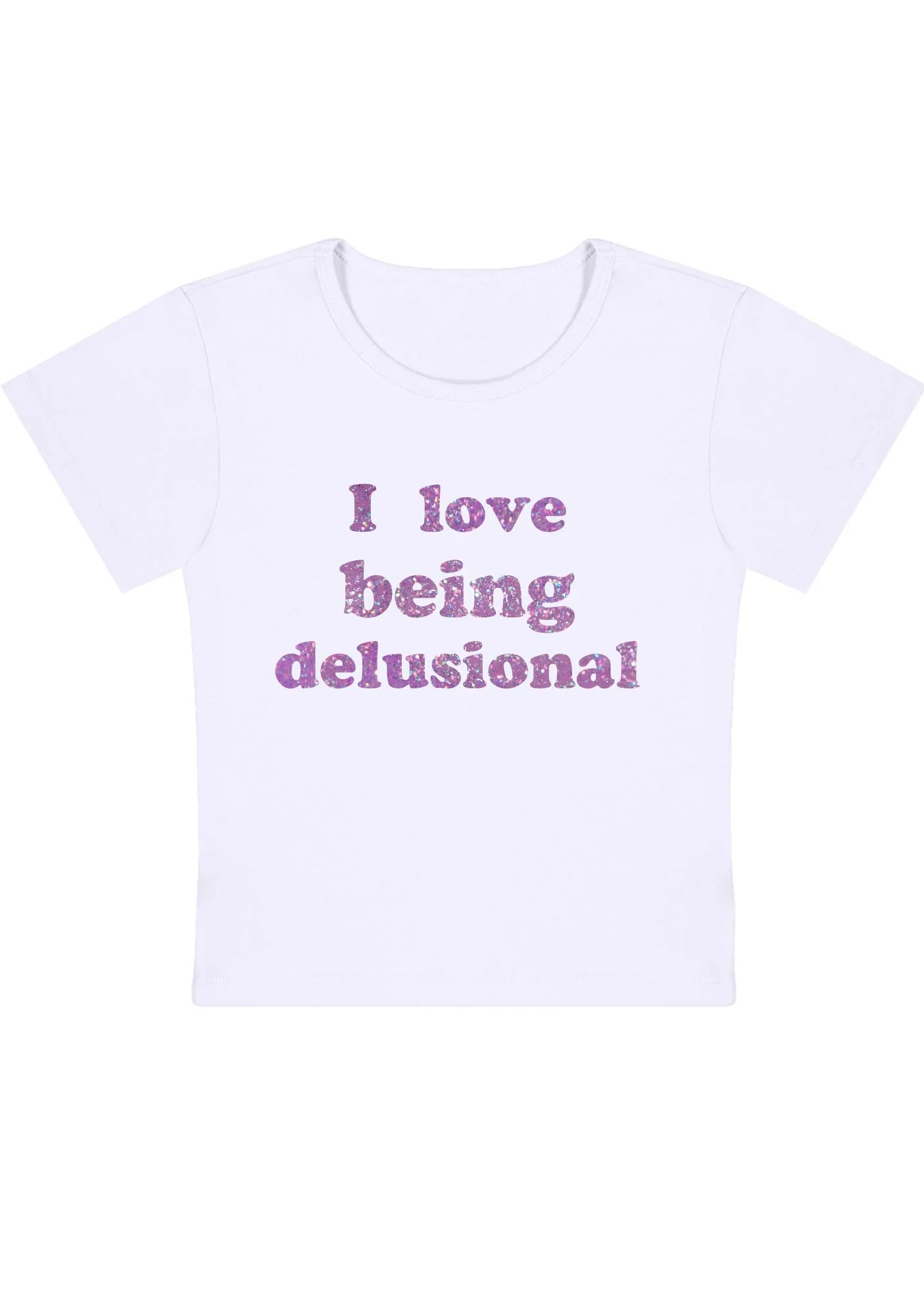 Curvy I Love Being Delusional Baby Tee - Image 3