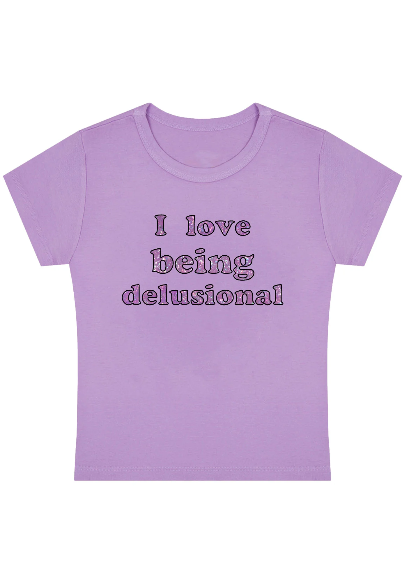 Curvy I Love Being Delusional Baby Tee - Image 4