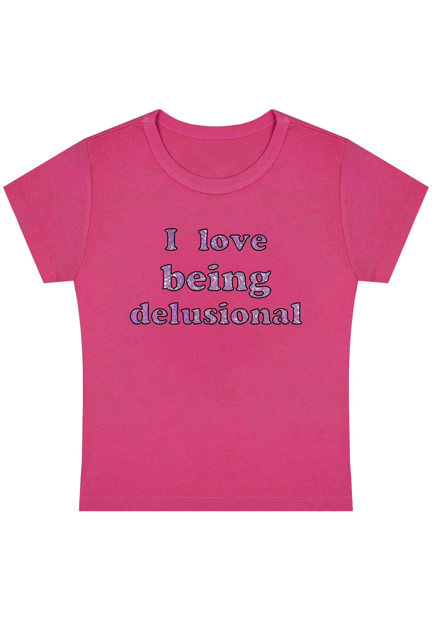Curvy I Love Being Delusional Baby Tee - Image 5