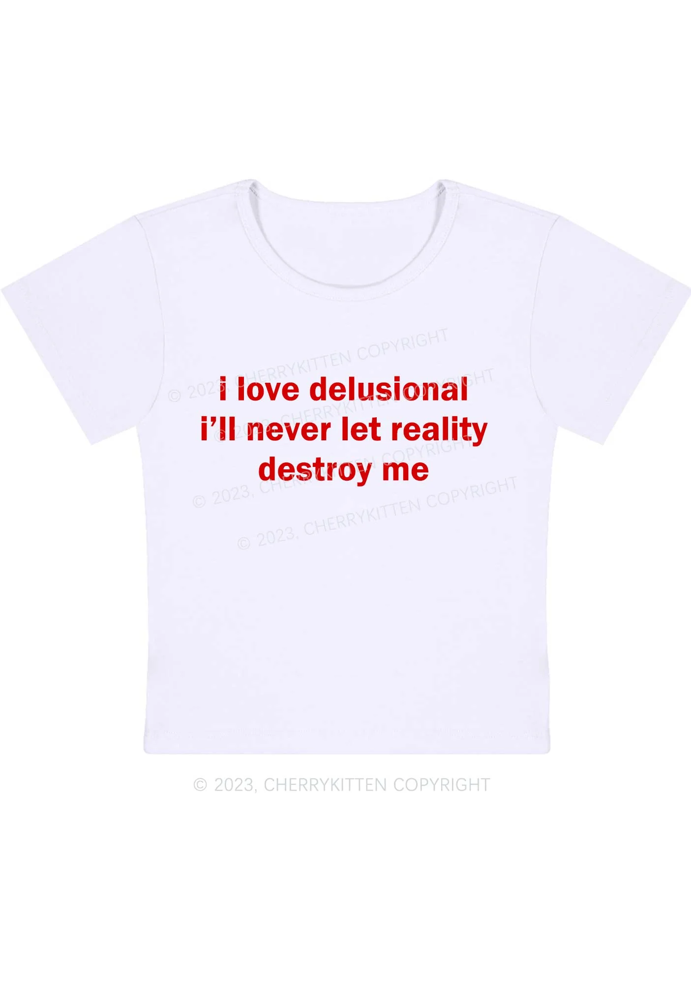 Curvy I Love Delusional Reality Y2K Baby Tee Cherrykitten - Image 2