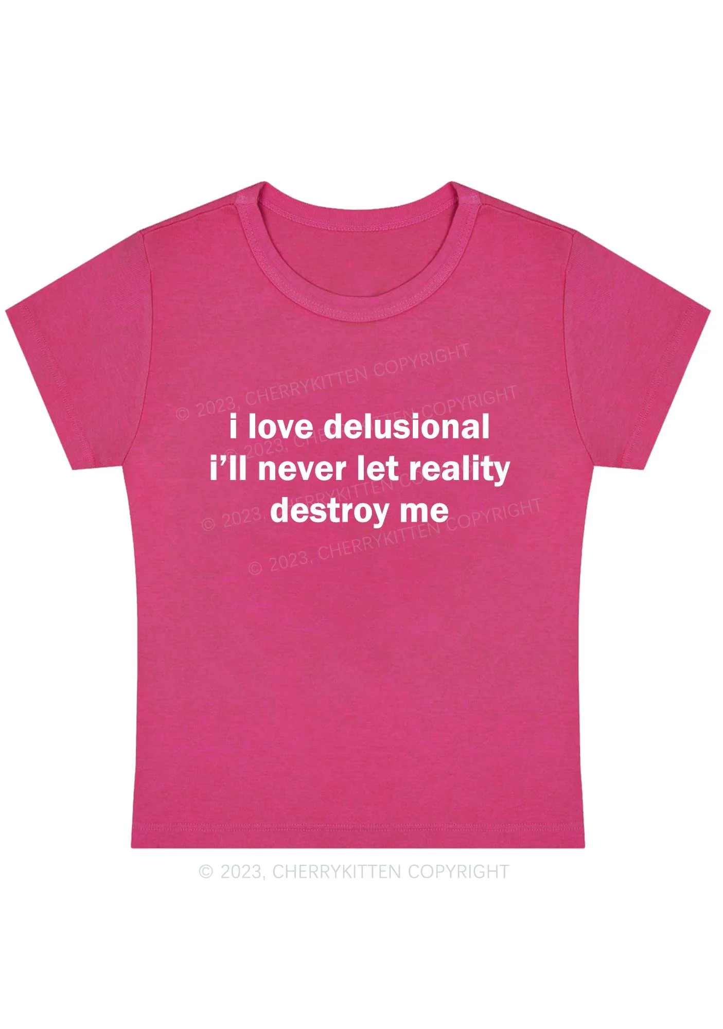 Curvy I Love Delusional Reality Y2K Baby Tee Cherrykitten - Image 3