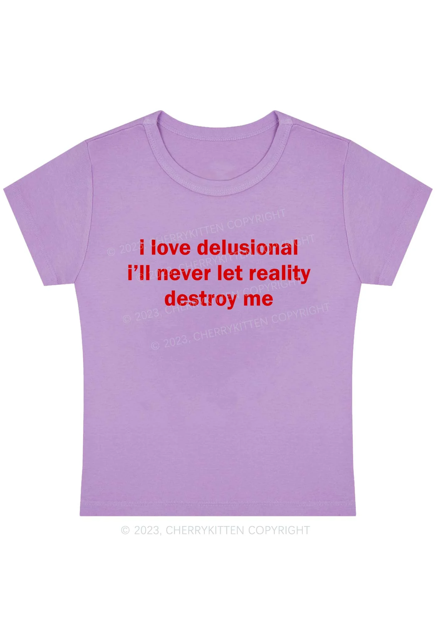 Curvy I Love Delusional Reality Y2K Baby Tee Cherrykitten - Image 5