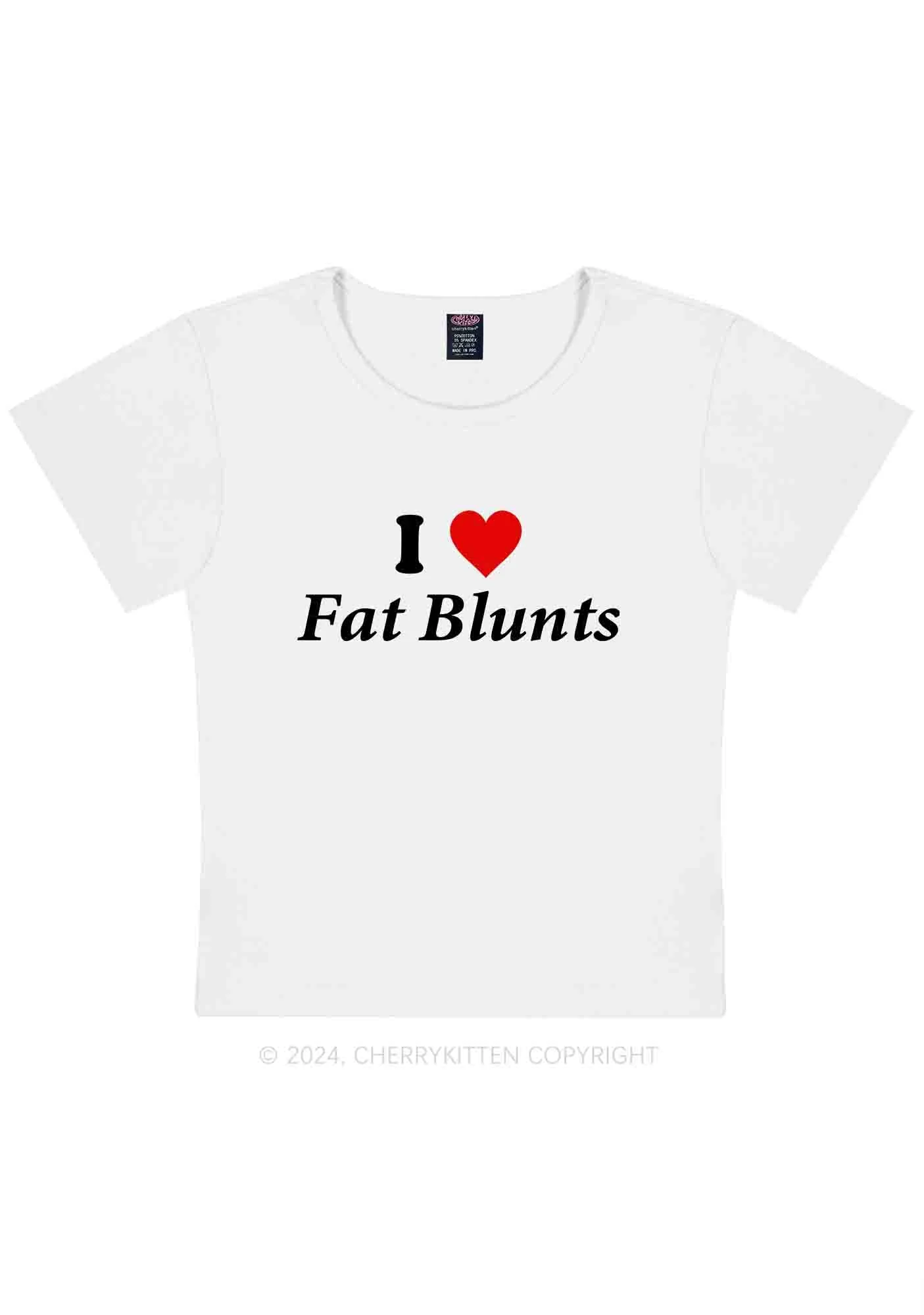 Curvy I Love Fat Blunts Y2K Baby Tee Cherrykitten - Image 3