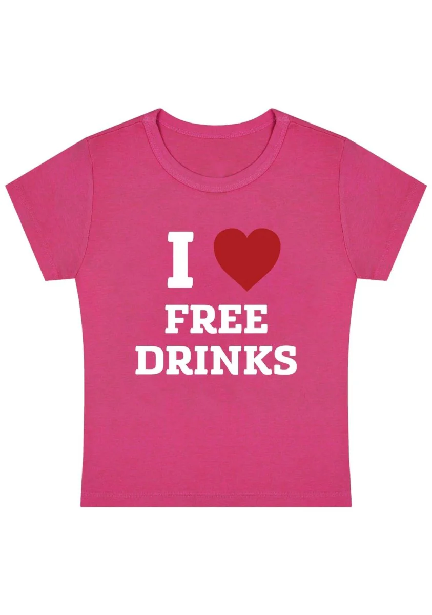 Curvy I Love Free Drinks Baby Tee - Image 3