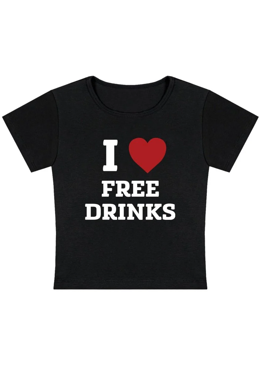 Curvy I Love Free Drinks Baby Tee - Image 4