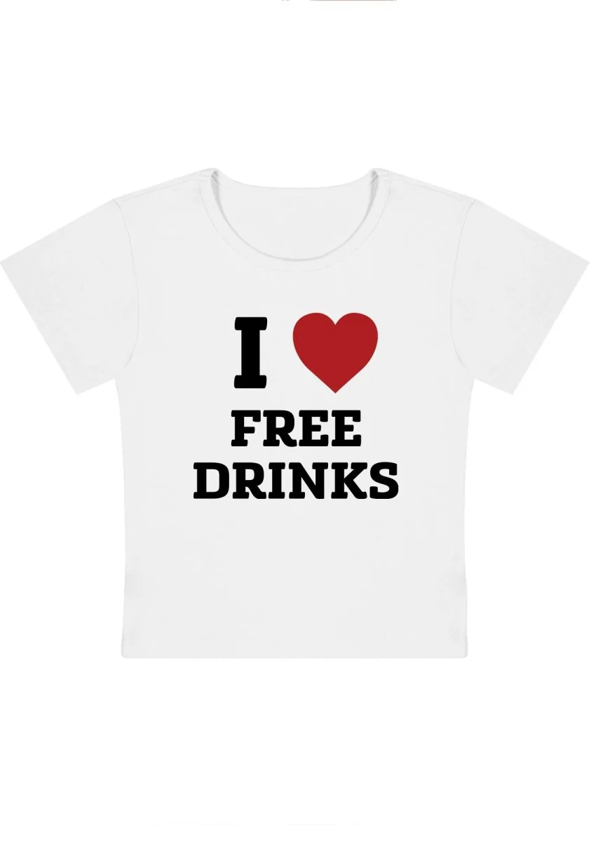 Curvy I Love Free Drinks Baby Tee - Image 5
