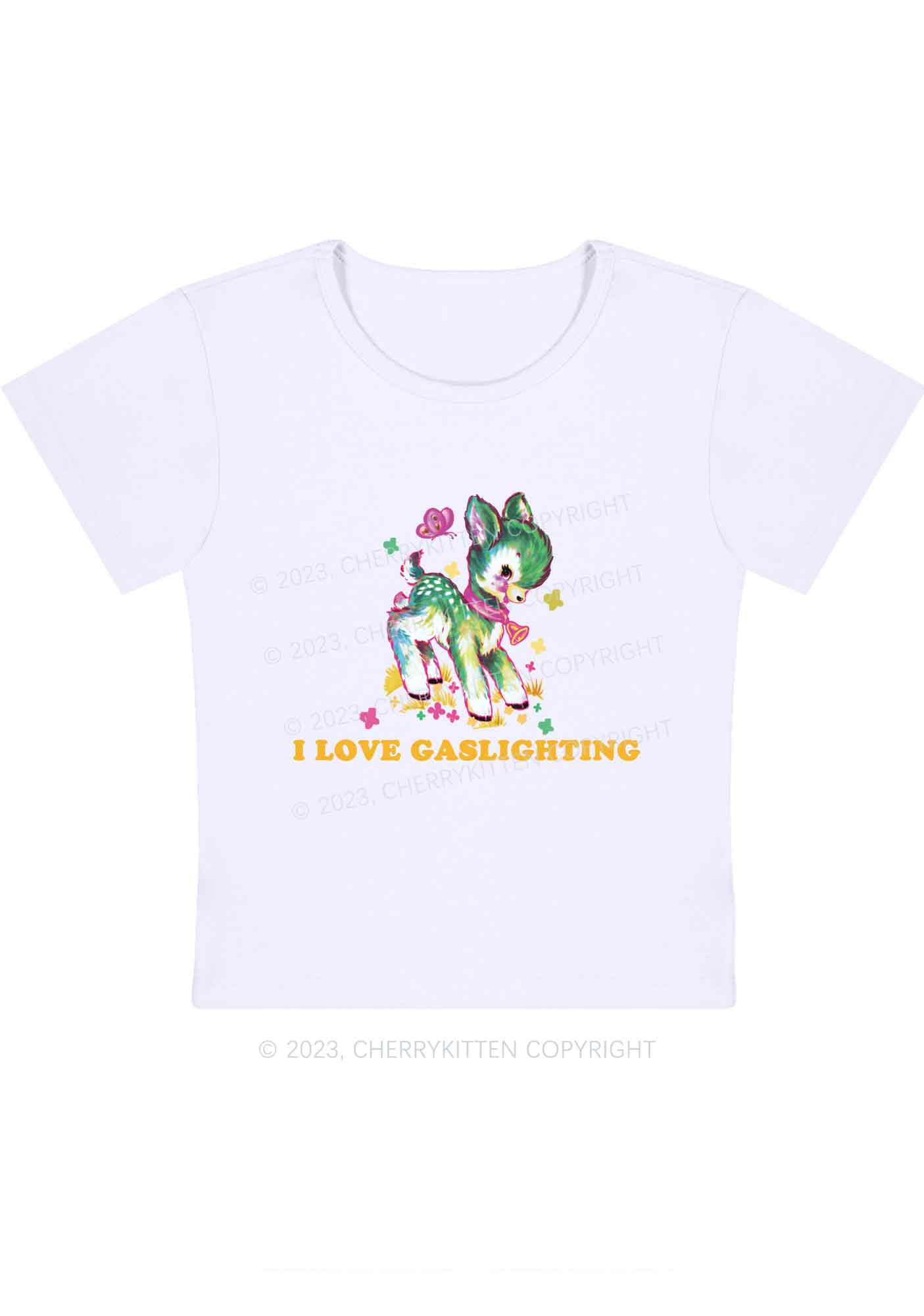 Curvy I Love Gaslighting Y2K Baby Tee Cherrykitten - Image 3