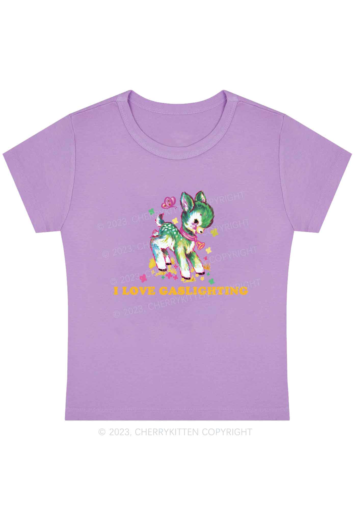 Curvy I Love Gaslighting Y2K Baby Tee Cherrykitten - Image 4