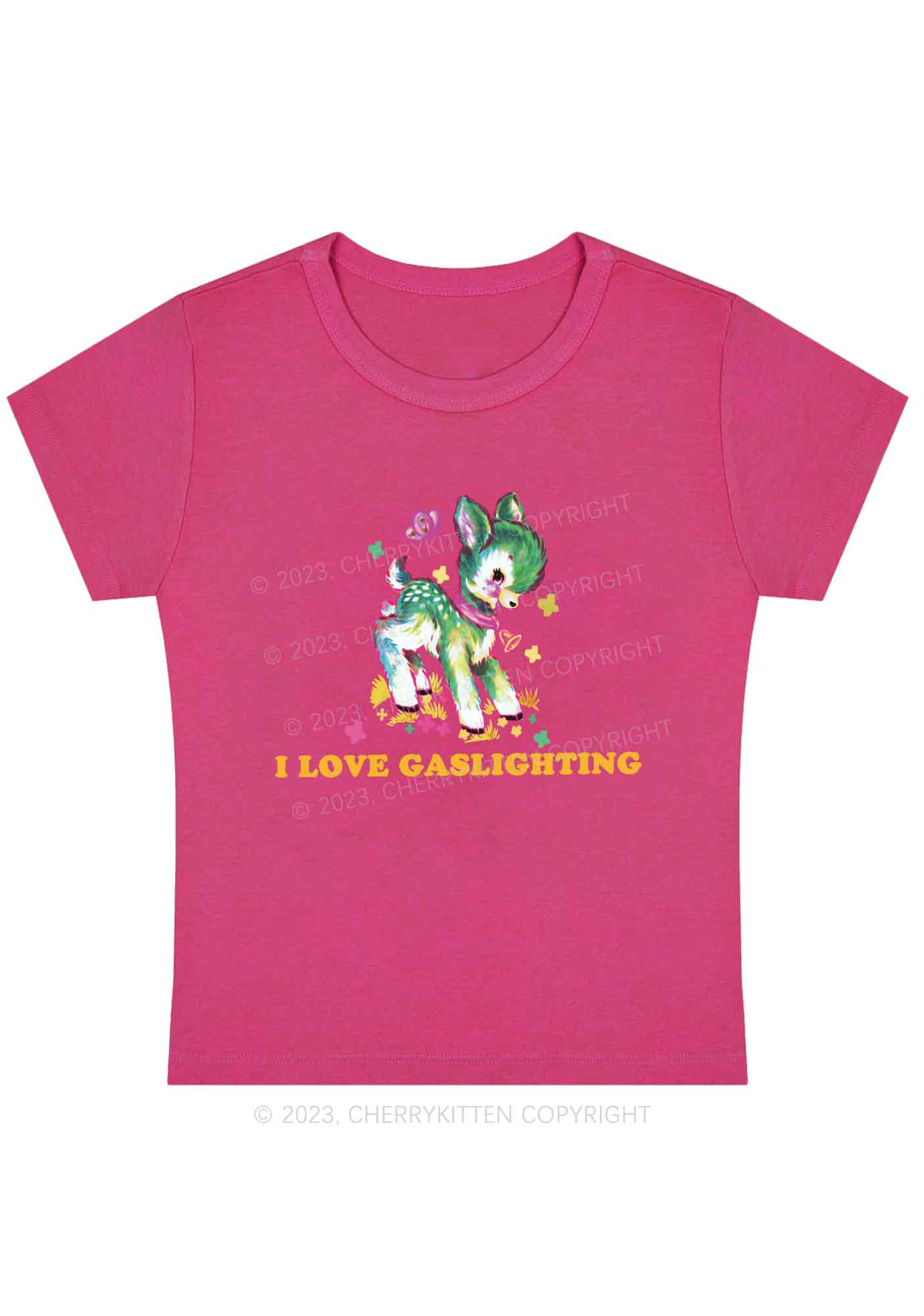 Curvy I Love Gaslighting Y2K Baby Tee Cherrykitten - Image 5