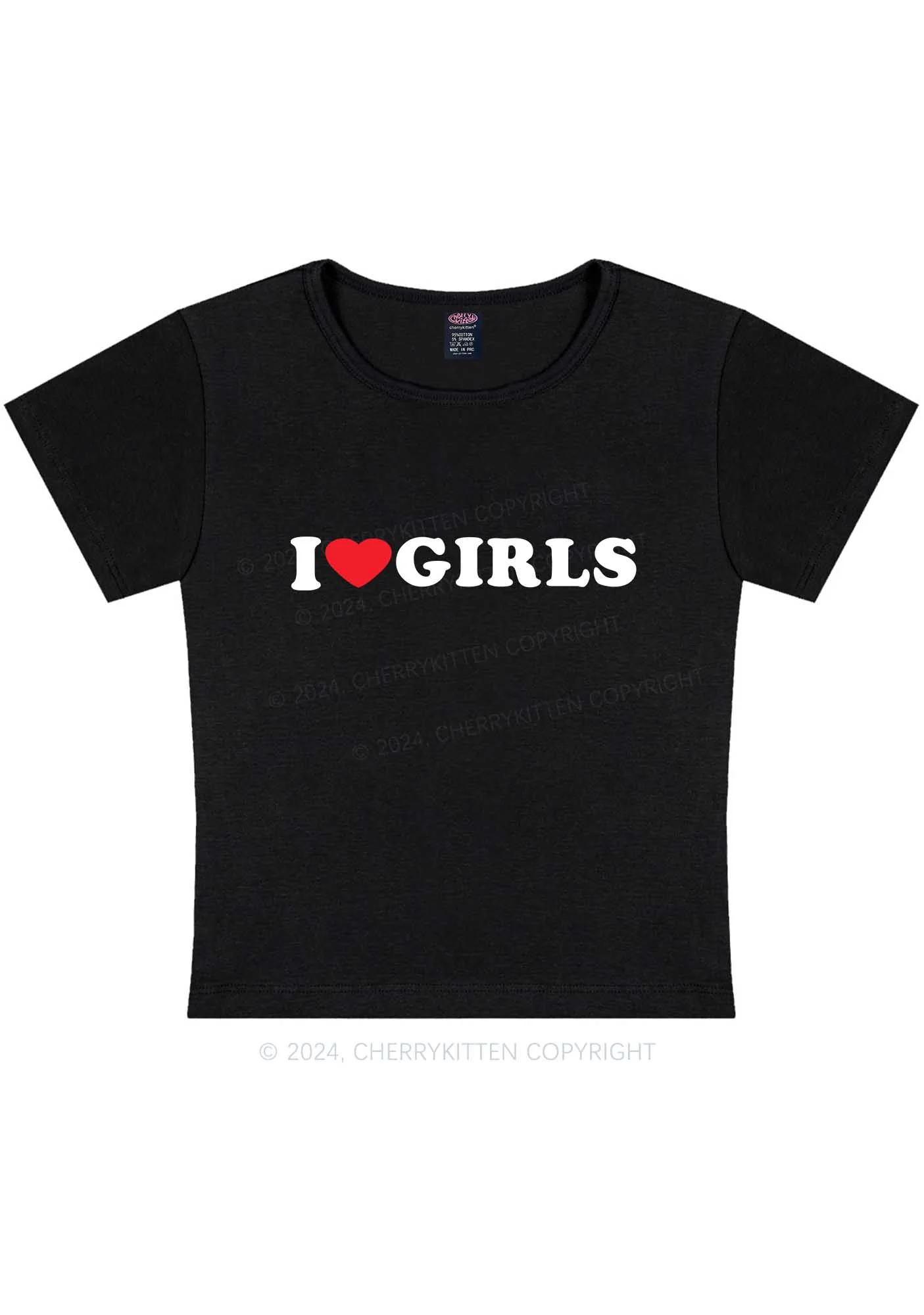 Curvy I Love Girls Y2K Baby Tee Cherrykitten - Image 2