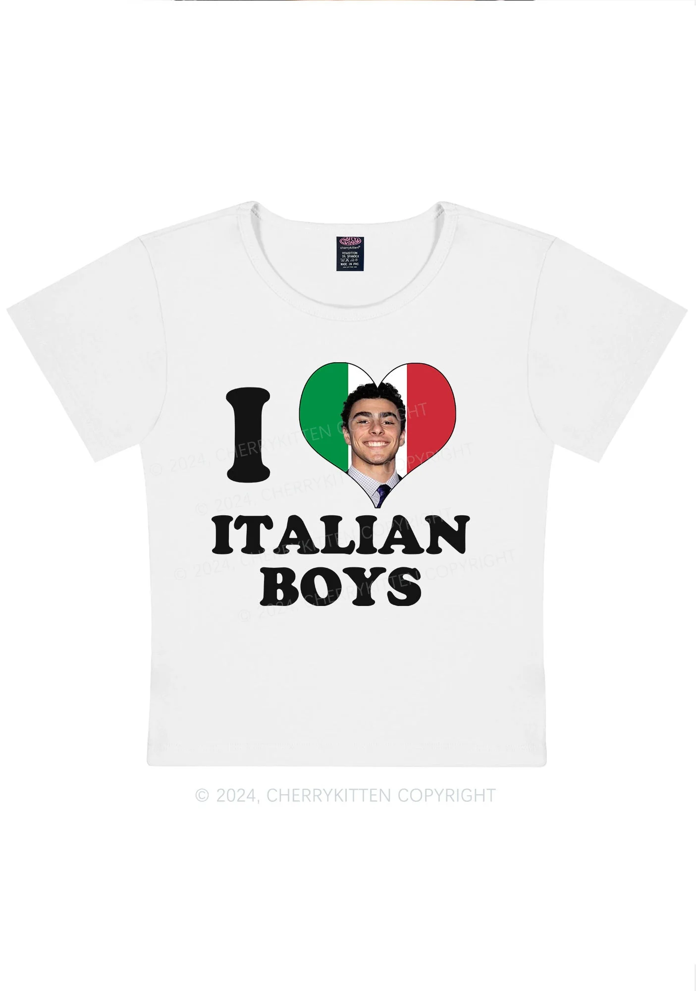 Curvy I Love Italian Y2K Baby Tee Cherrykitten - Image 3