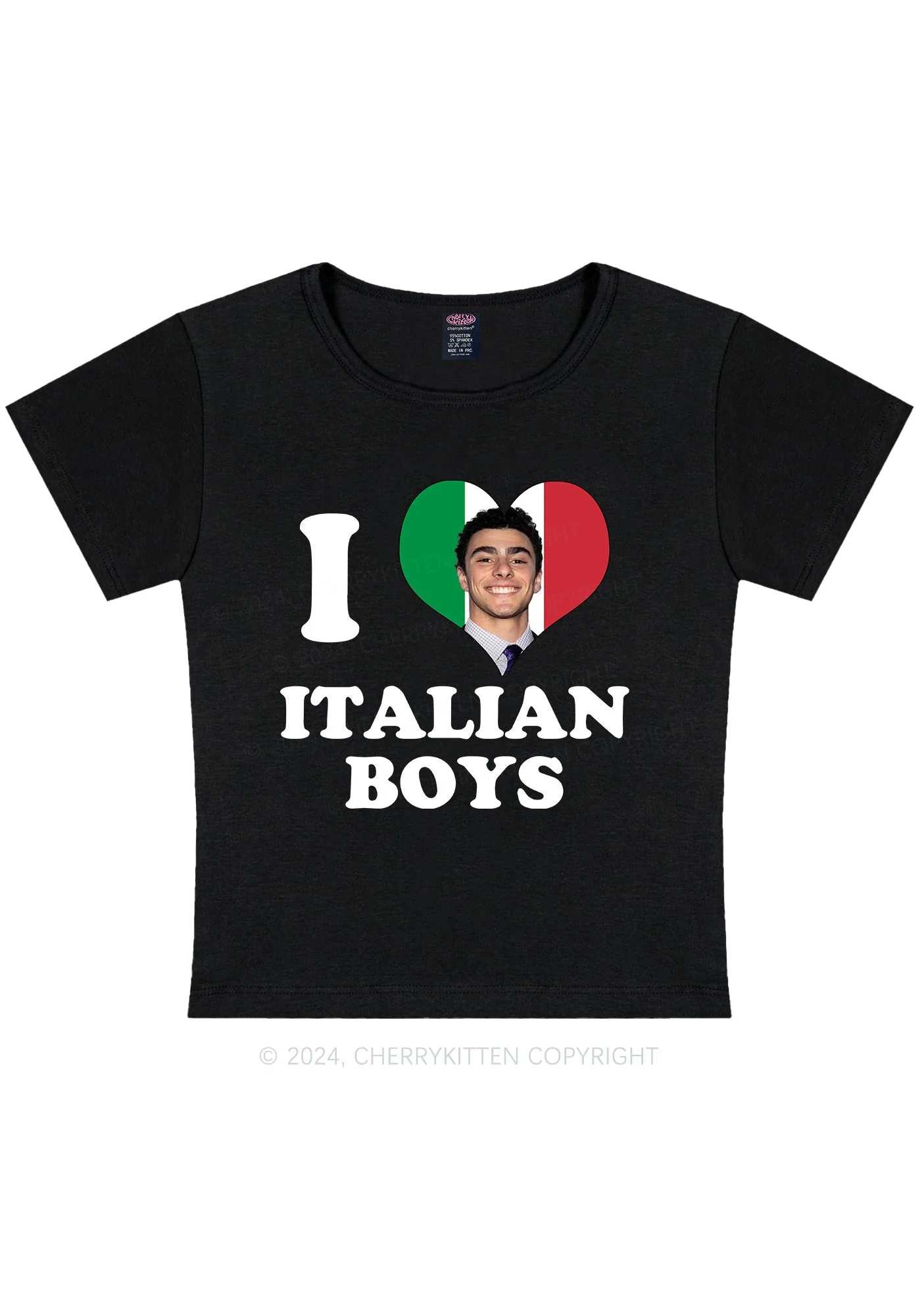Curvy I Love Italian Y2K Baby Tee Cherrykitten - Image 4