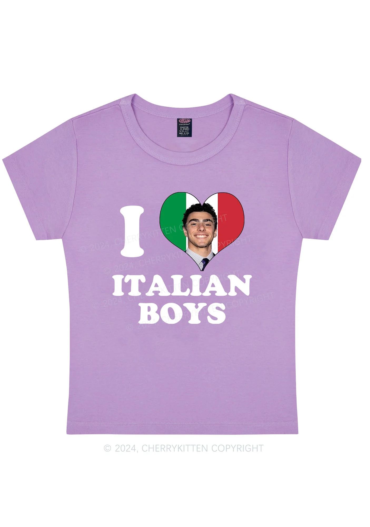 Curvy I Love Italian Y2K Baby Tee Cherrykitten - Image 5