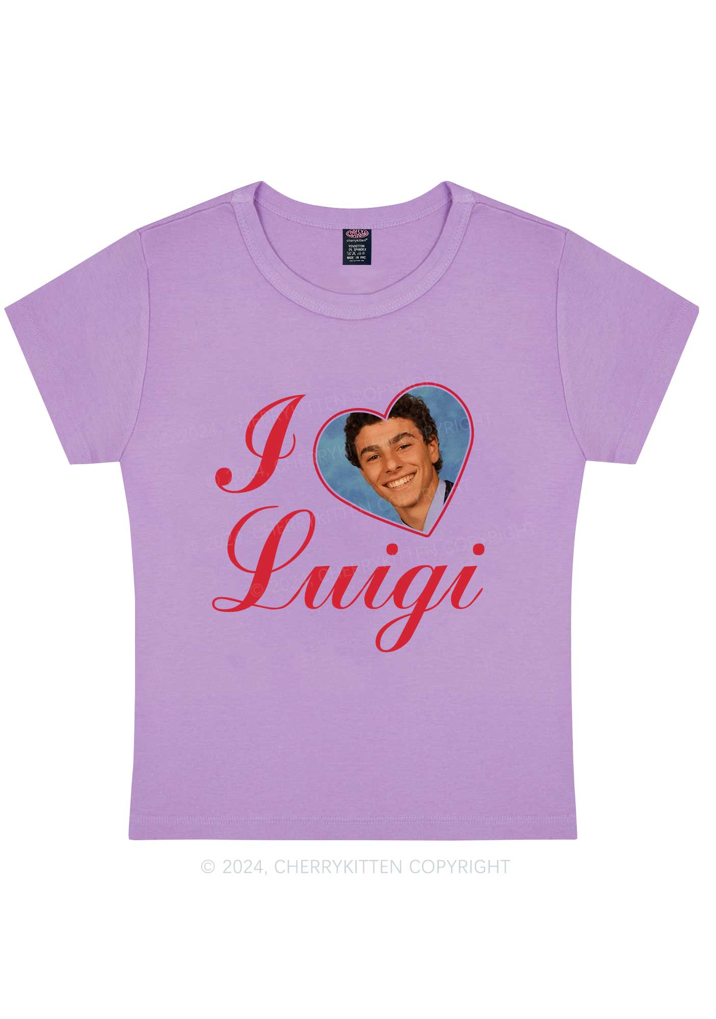 Curvy I Love Luigi Y2K Baby Tee Cherrykitten - Image 2