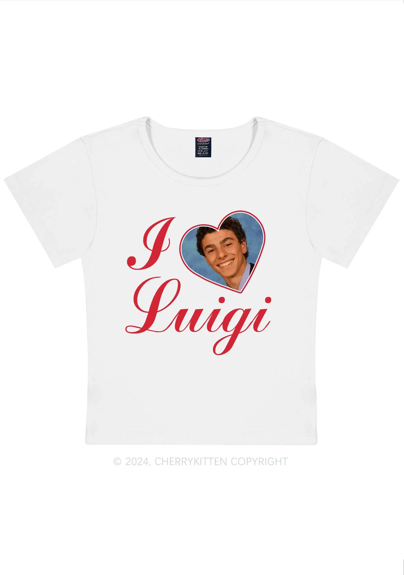 Curvy I Love Luigi Y2K Baby Tee Cherrykitten - Image 3