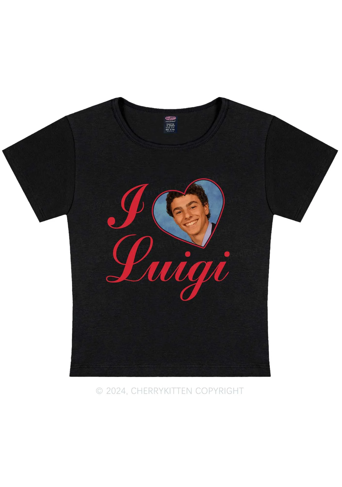 Curvy I Love Luigi Y2K Baby Tee Cherrykitten - Image 4