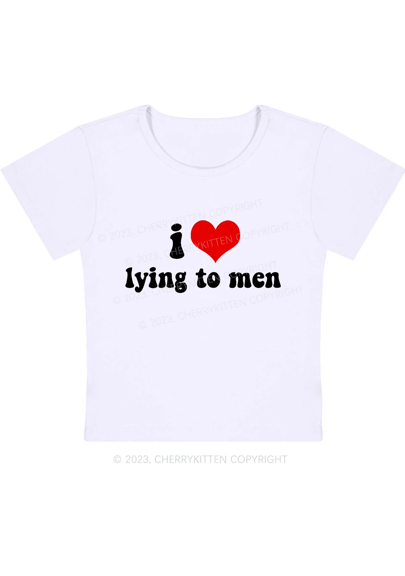 Curvy I Love Lying To Men Y2K Baby Tee Cherrykitten - Image 2
