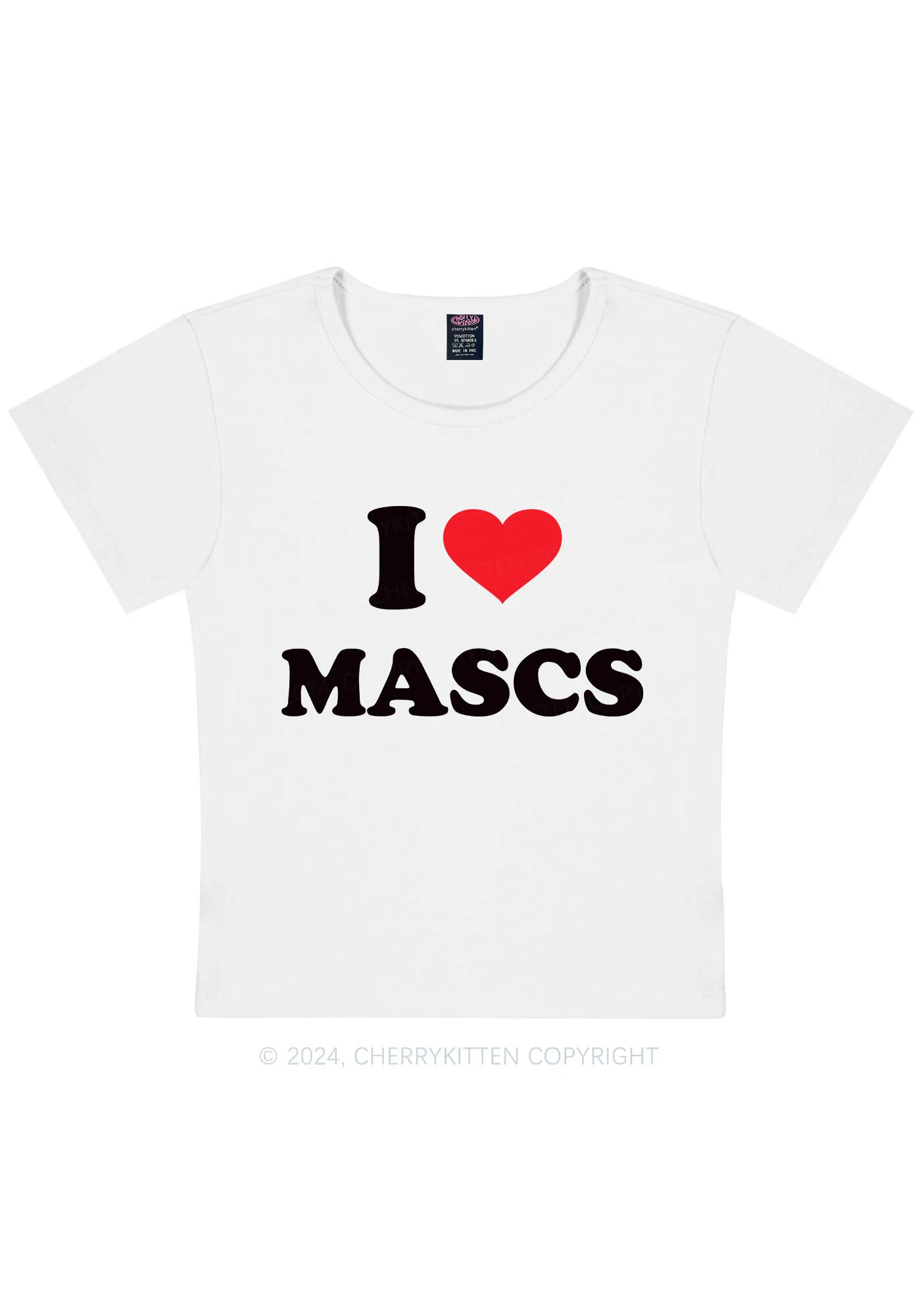 Curvy I Love Mascs Y2K Baby Tee Cherrykitten - Image 2