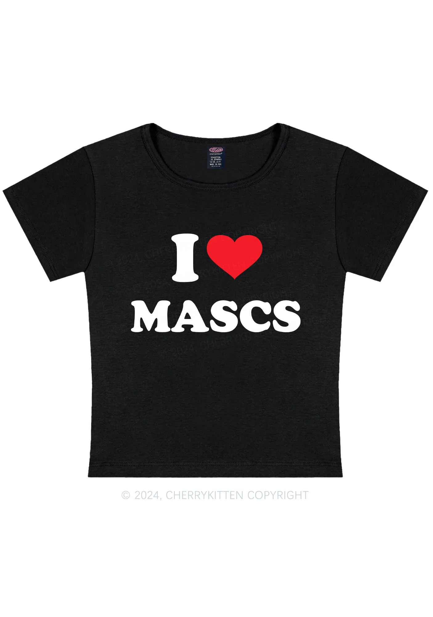Curvy I Love Mascs Y2K Baby Tee Cherrykitten - Image 3
