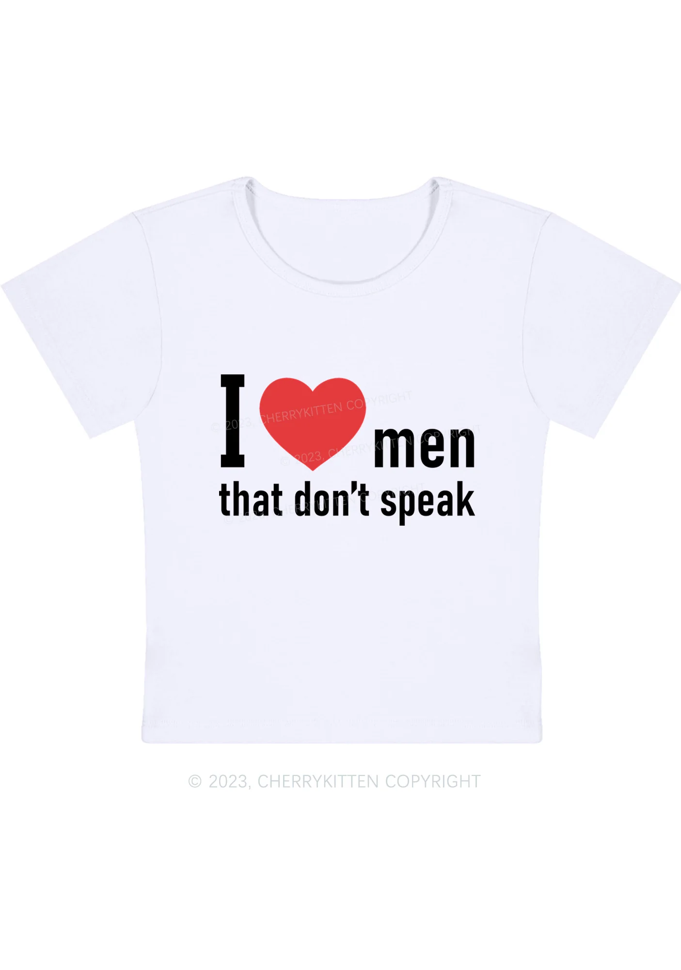 Curvy I Love Men That Don't Speak Baby Tee Cherrykitten - Image 2
